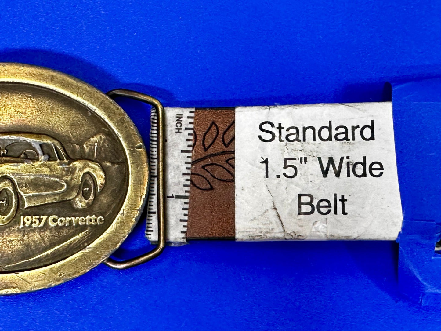 1957 Corvette Chevy Car Collector Brass Tone Indiana Metal Craft Belt Buckle