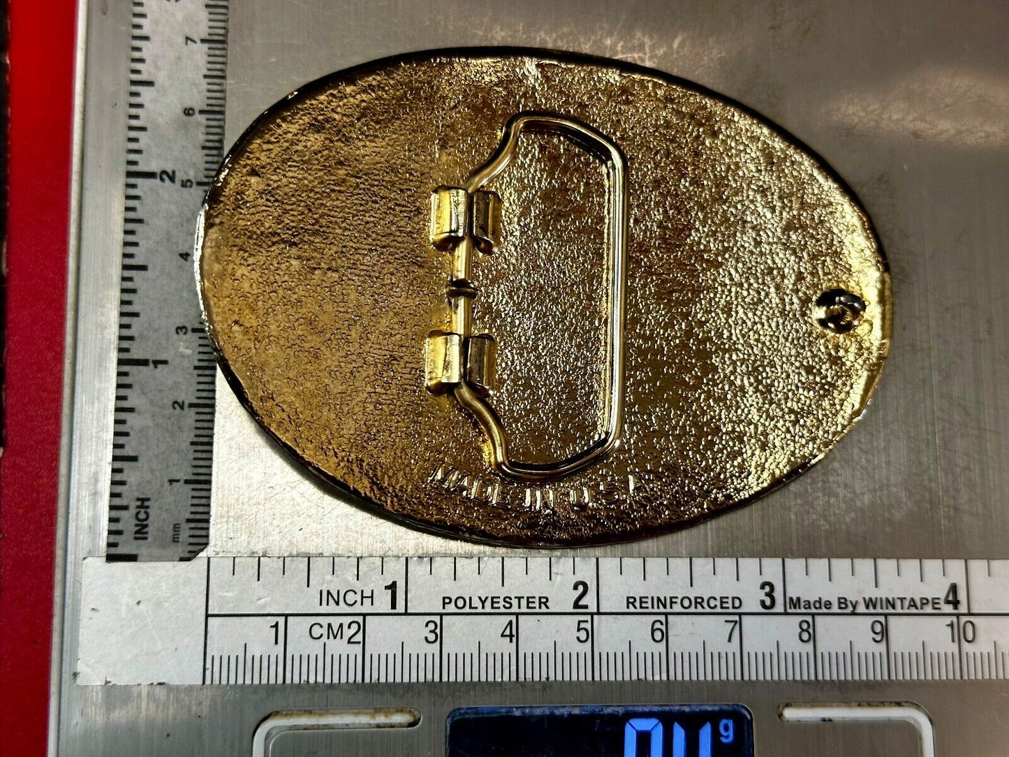 The Great State of Texas Star & Flag western Gold & White Color Belt Buckle