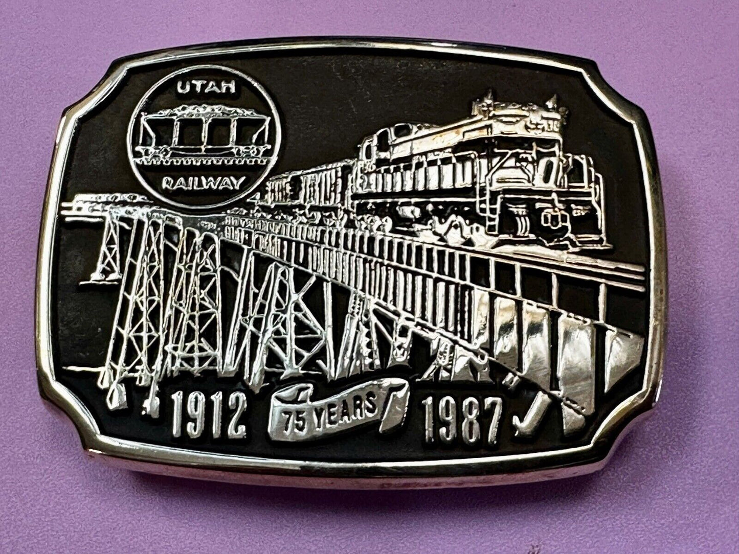Utah Railway Train Rail Road 75 year Celebration 1897 Anacortes Belt Buckle