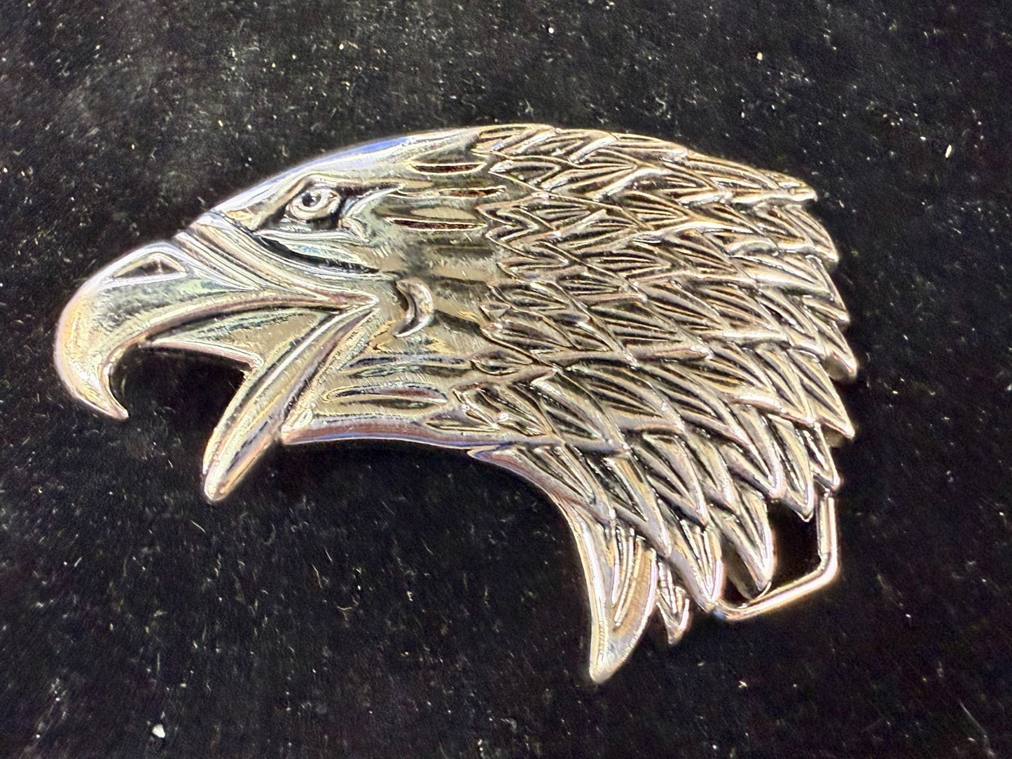 Attacking Eagle Head Figural Cutout Silver Color Western Belt Buckle