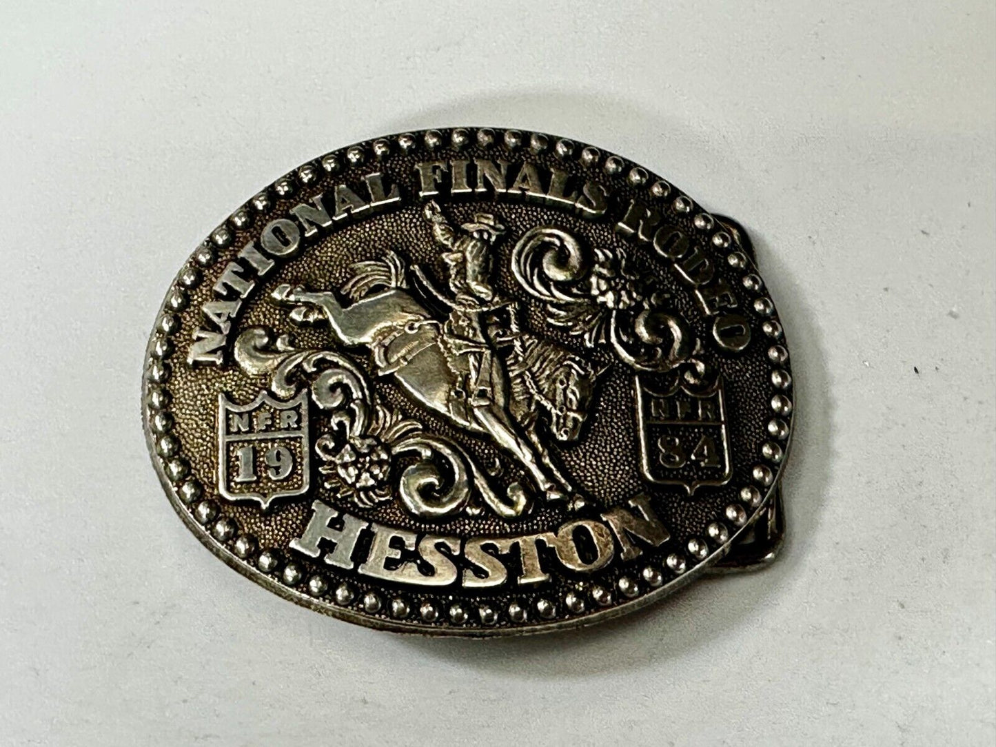 1984 National Finals Rodeo Hesston NFR Youth Size Small Collectors Belt Buckle