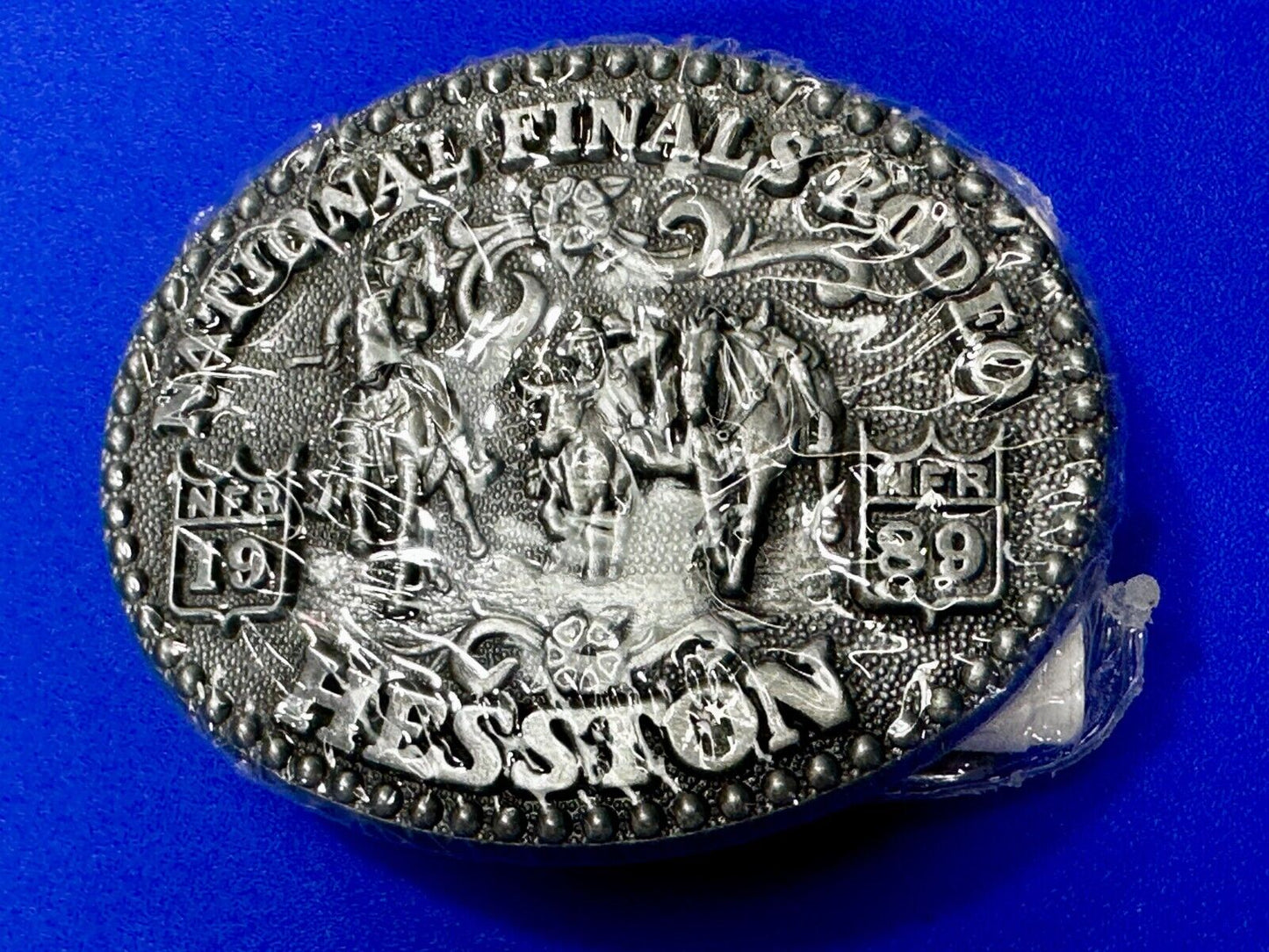 1989 Hesston National Finals Rodeo NFR Cowboys Youth Size NOS Belt Buckle