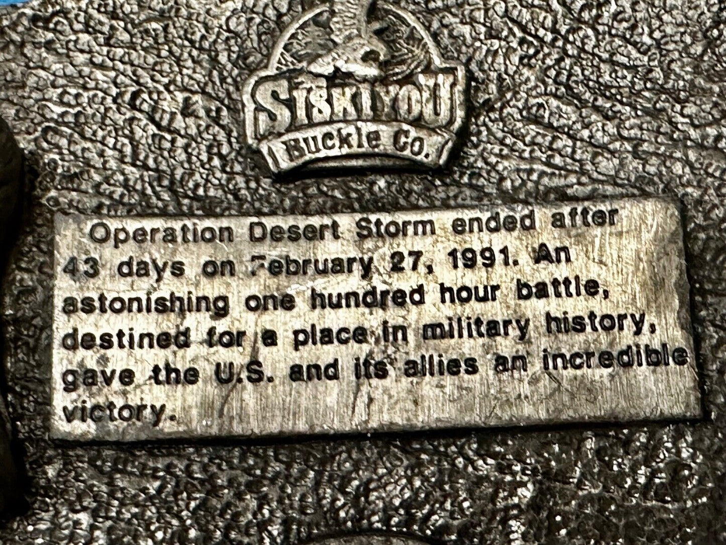 1991 Siskiyou Operation Desert Storm Belt Buckle P-92 -All Military