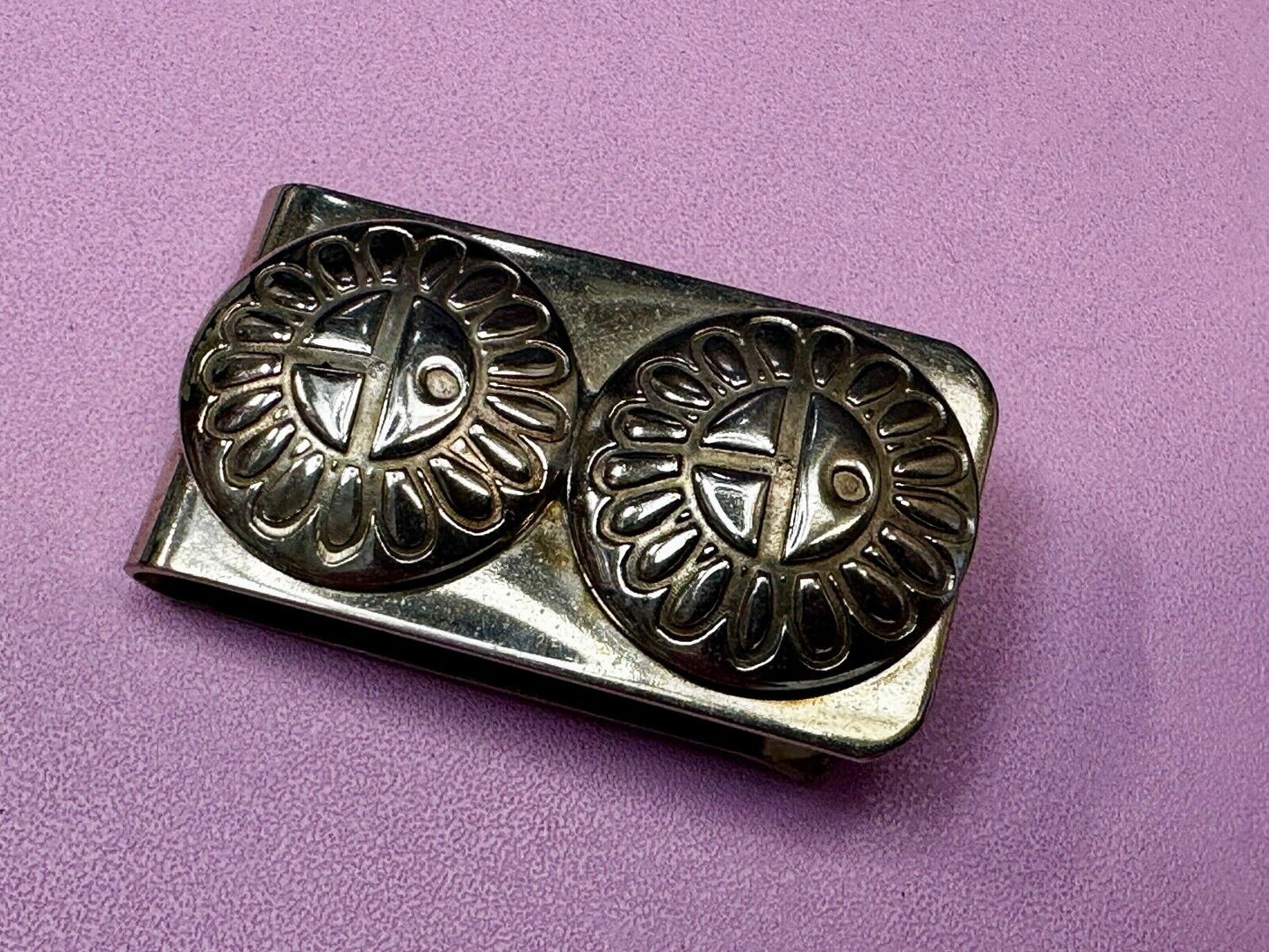 Aztec Symbol Mexican Silver Tone Money Clip - unknown to me!
