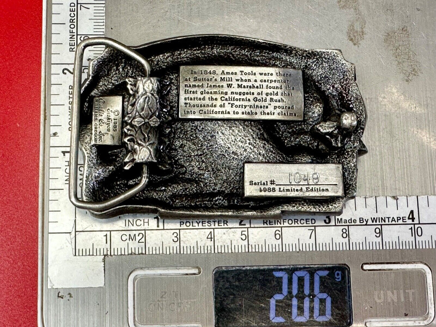 AMES TOOLS - Gold rush of 1849 Siskiyou 1985 Belt Buckle Lawn and garden supply