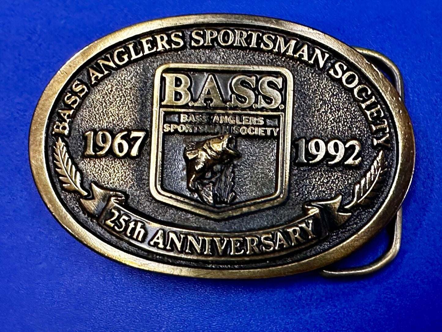 1992 Bass Anglers Sportsman Society Club 25th Anniversary Fishing Belt Buckle