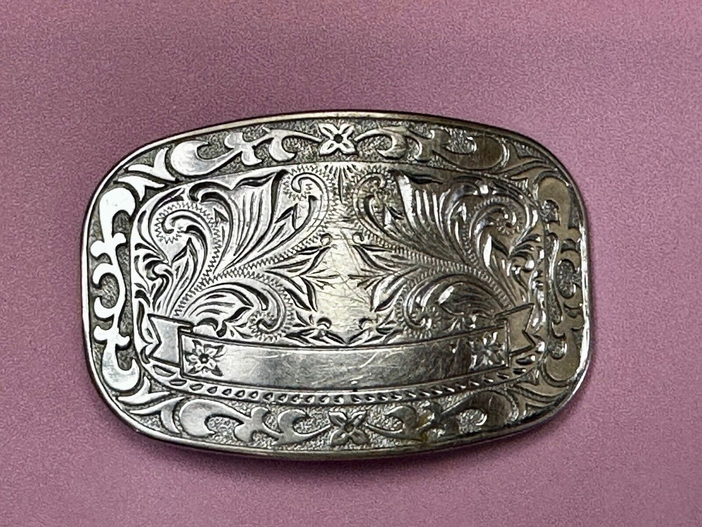 Vintage Blank Award Ribbon Rodeo Trophy Style Ornate Belt Buckle to engrave