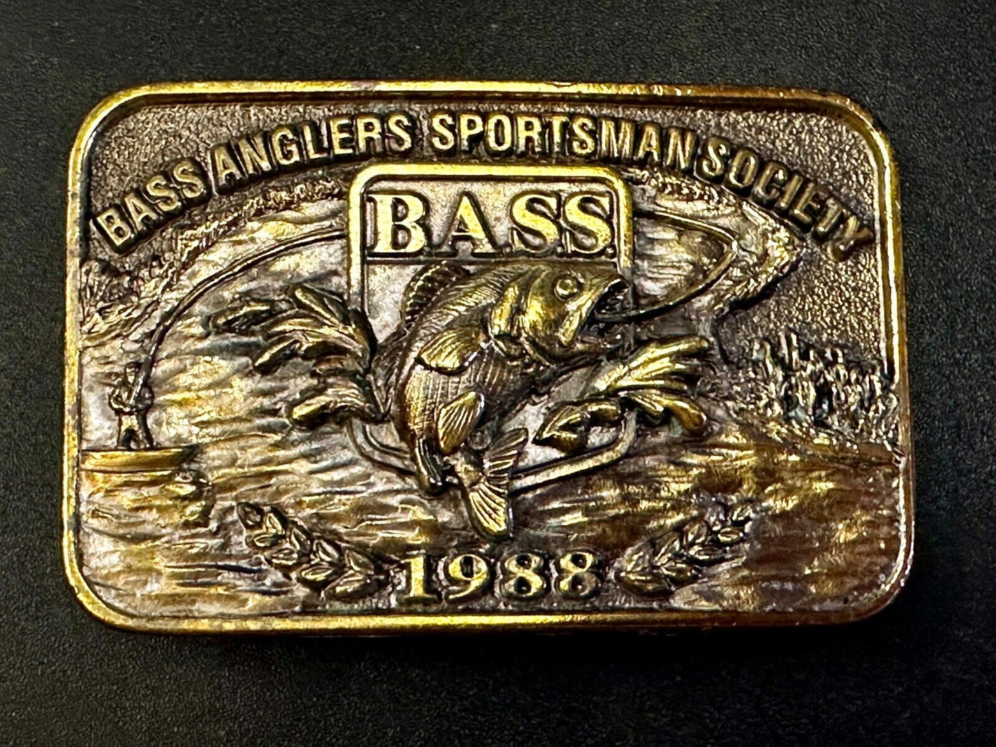 1988 Bass Anglers Sportsman Society Club Great American Belt Buckle