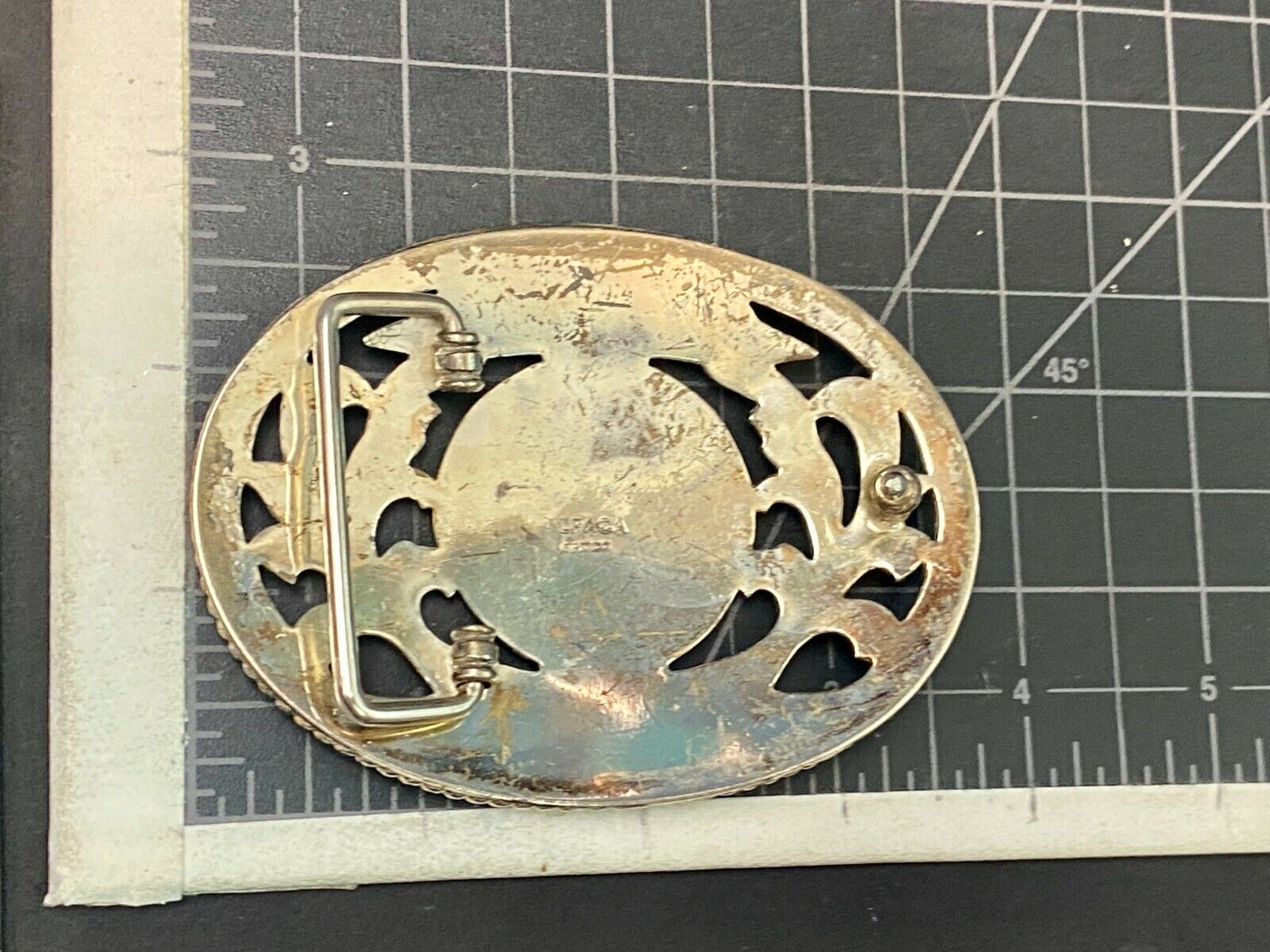 Unique Two Tone Letter Name Monogram G See Through Alpaca Belt Buckle