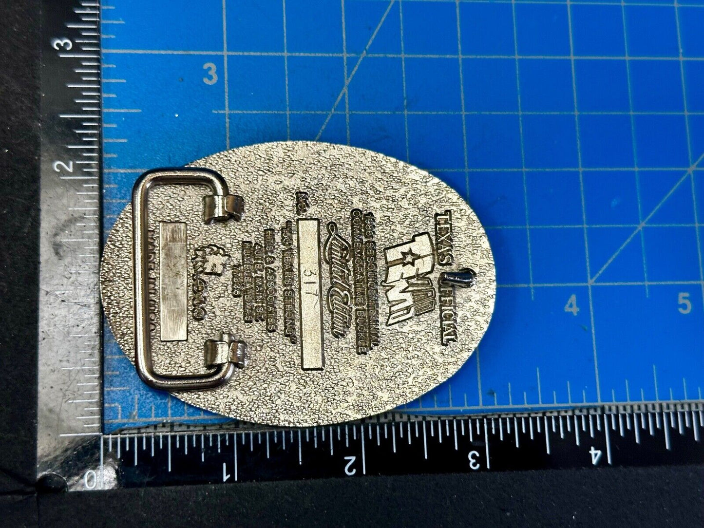 Texas Official 1986 Sesquicentennial ADM Belt Buckle - Oil rig, Alamo Lone Star
