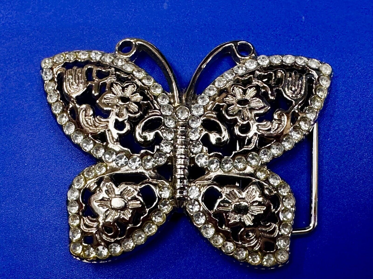 Beautiful Sparkling Butterfly Rhinestone Covered See Through Hippy Belt Buckle