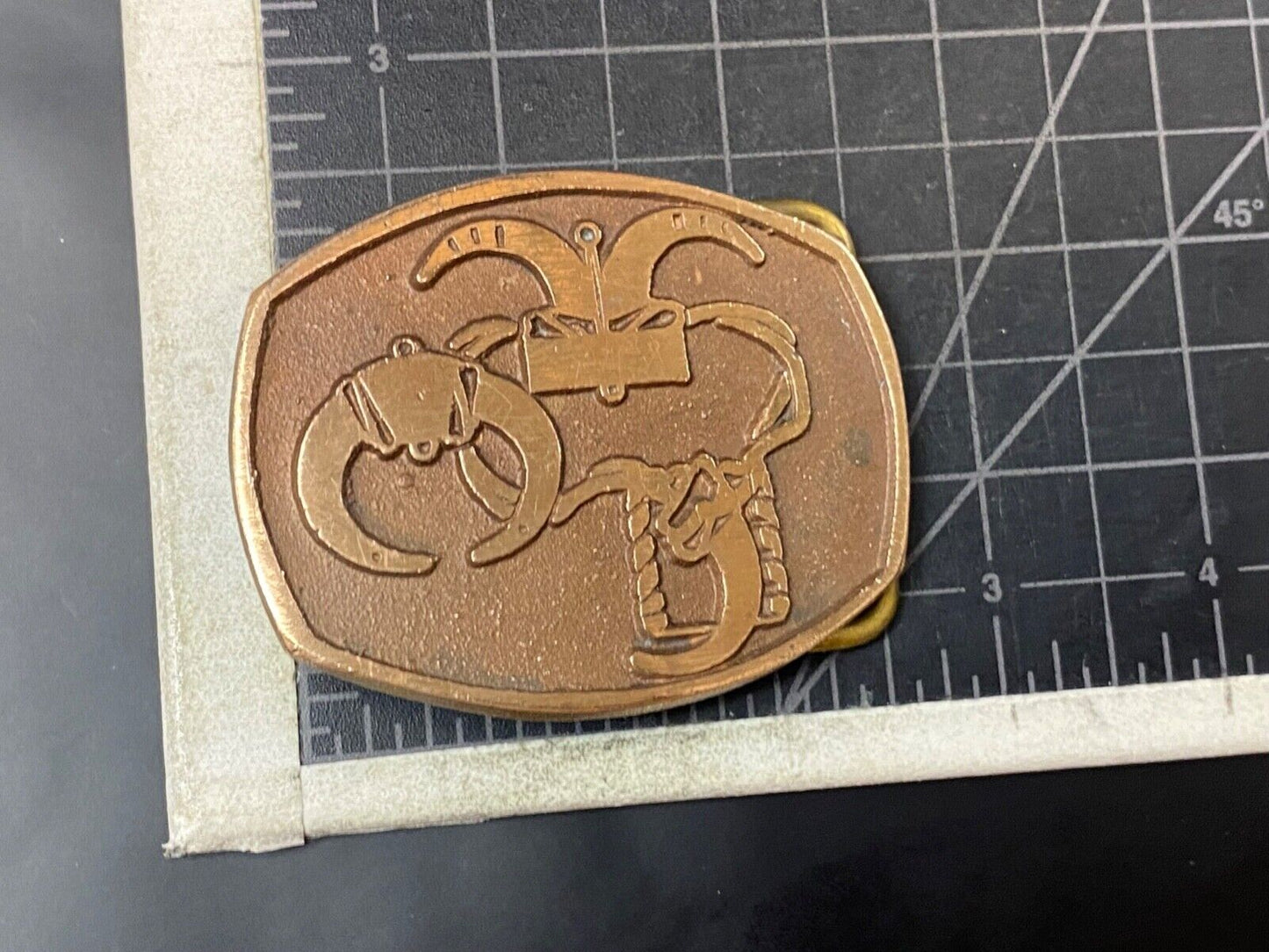 unknown to me - cattle branding symbols? longhorn western? belt buckle