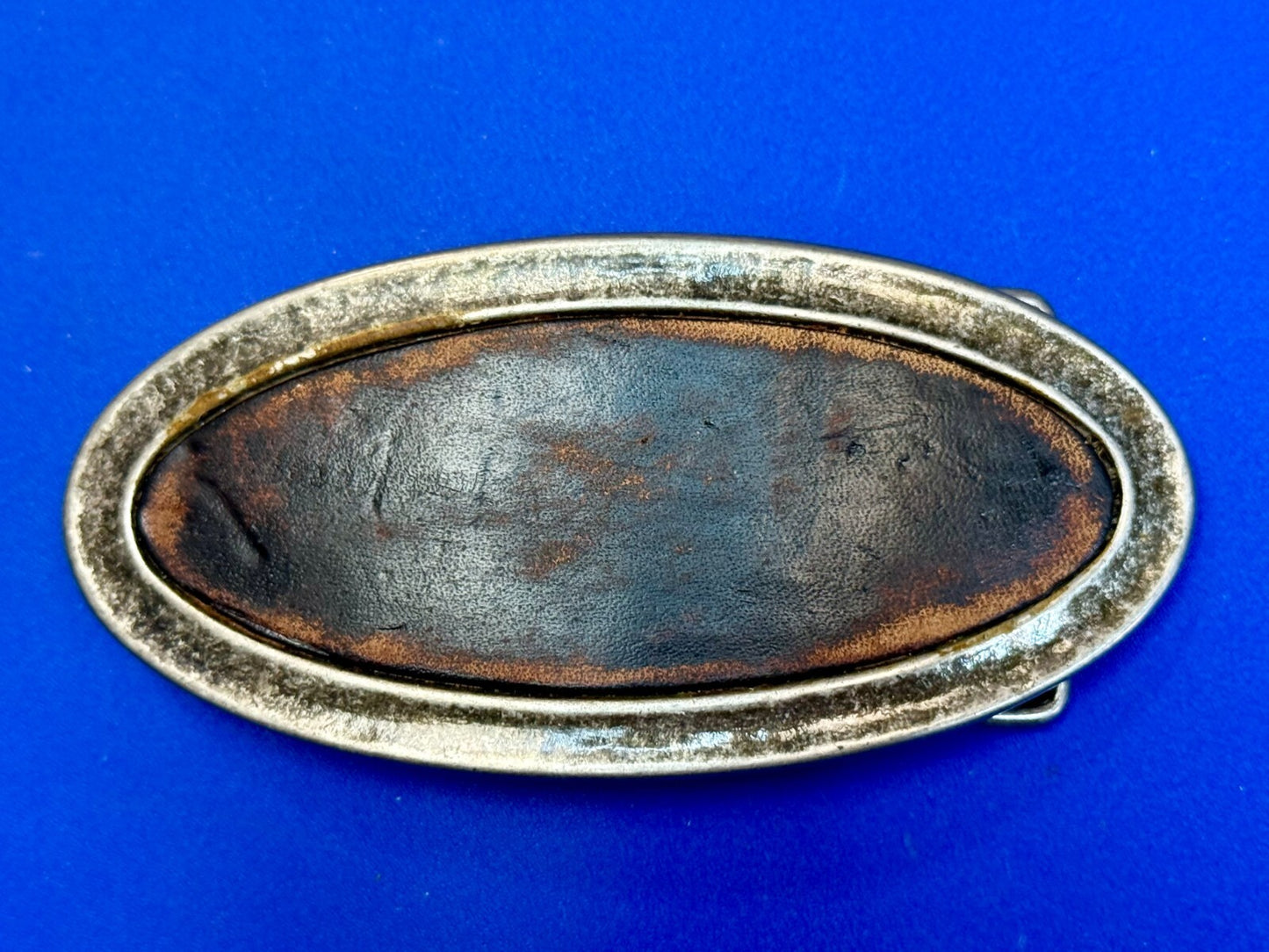 4.5" Wide Retro Simple Plain Faux Leather on Metal Silver Color Belt Buckle