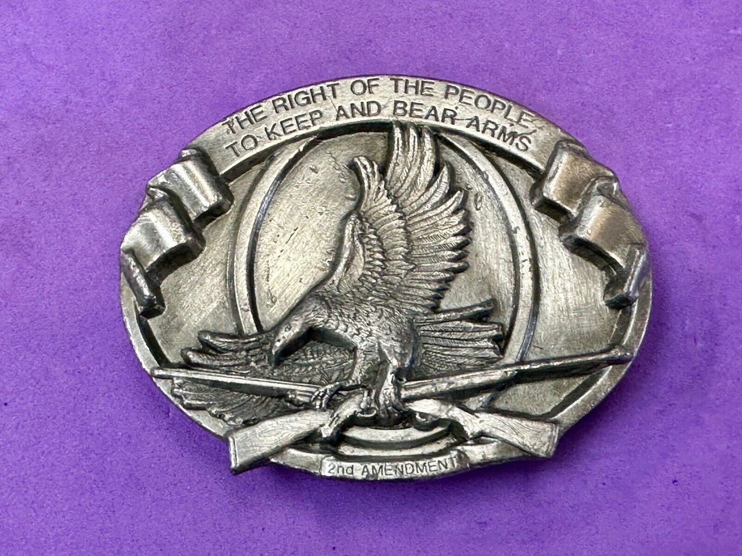 The Right of the People to keep and Bear Arms patriotic Eagle Gun 84 belt buckle