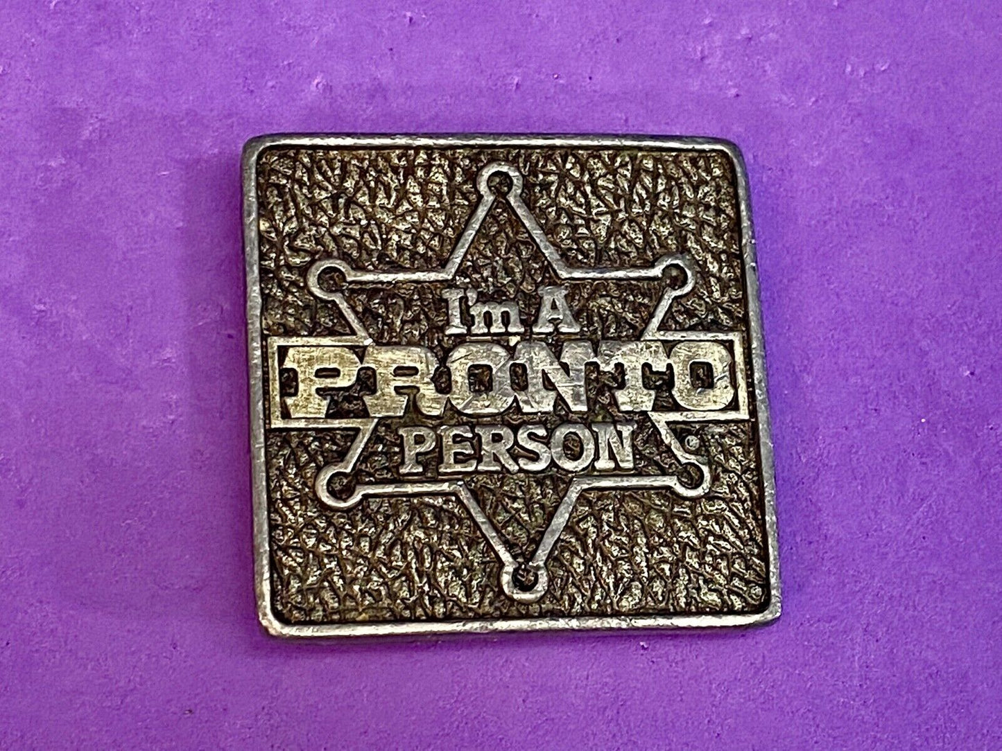 Vintage 1981 I'm A Pronto Person Itt Phillips Drill Tool Equipment Belt Buckle