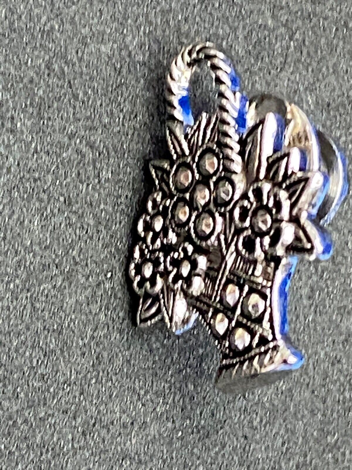 Vintage Avon Basket Of Flowers Silver Tone Enamel Lapel Pin Costume Jewelry