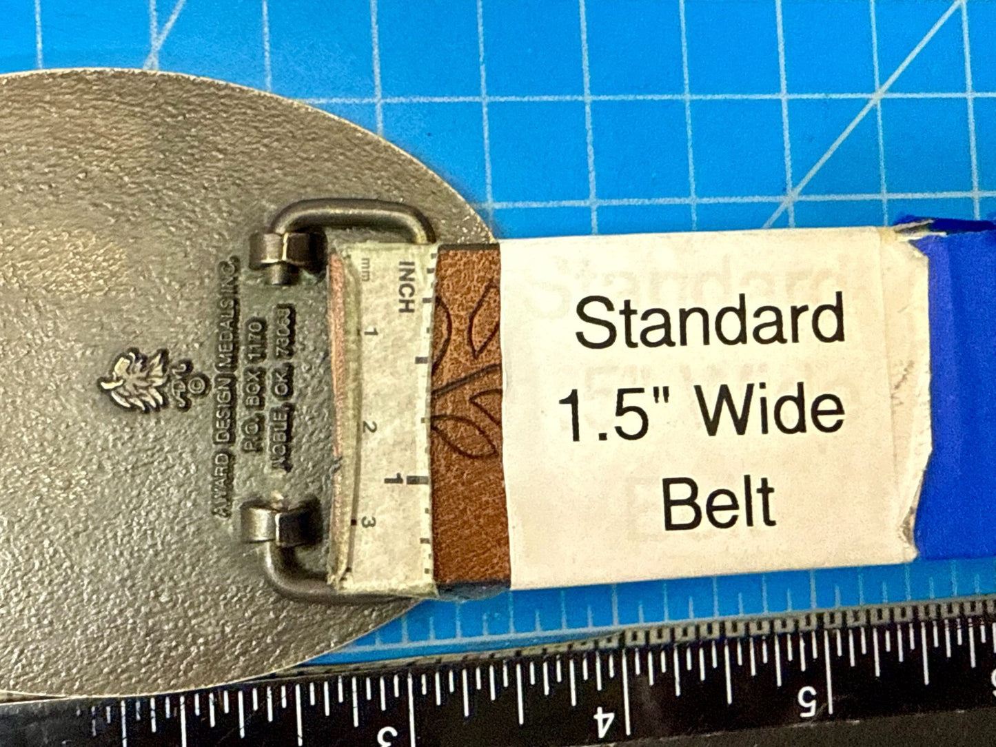 Bandera Texas State Seal , Oil, Star, Longhorn Vtg ADM Solid Brass Belt Buckle
