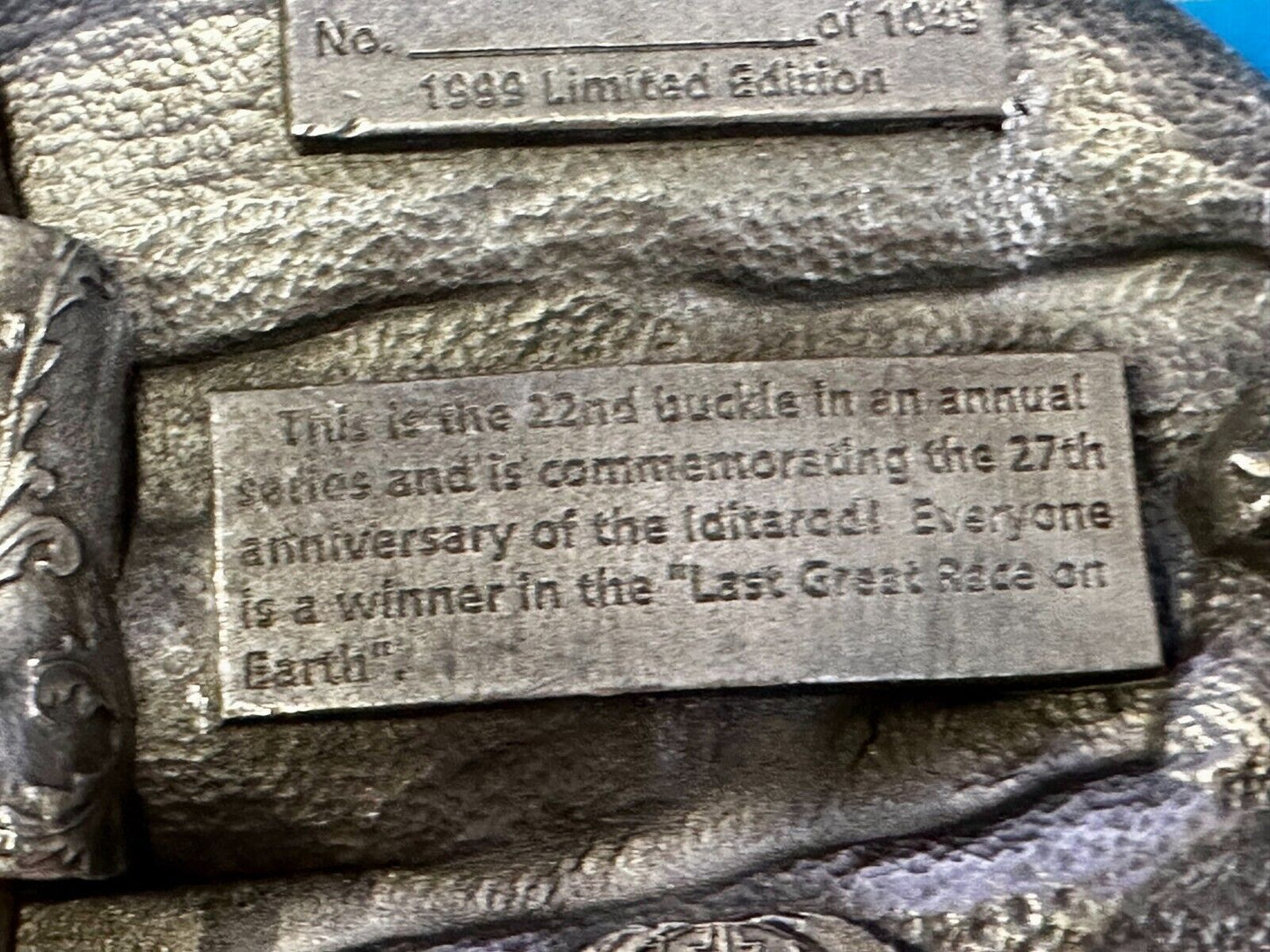 1999 Alaska Iditarod Commemorative Belt Buckle by Siskiyou