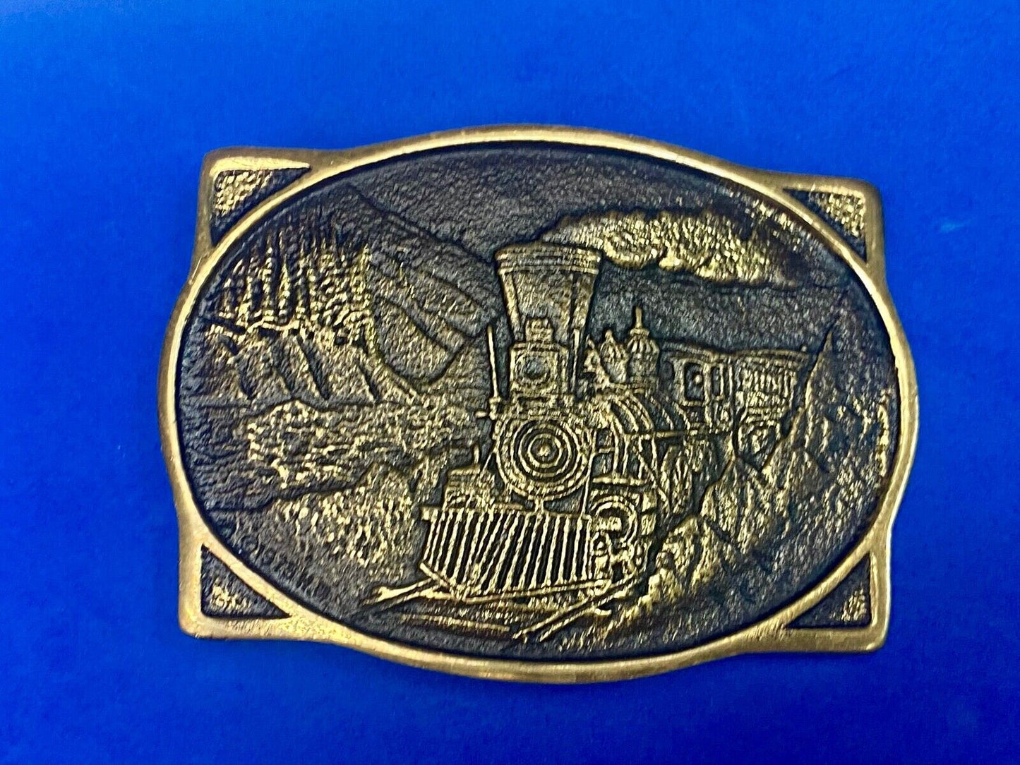 Vintage 1976 American Rr Railroad Solid Brass Train Belt Buckle Heritage Mint