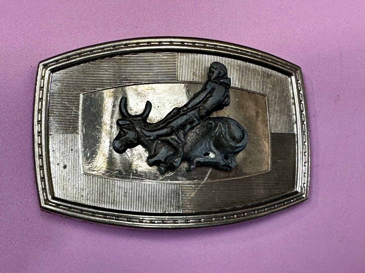Vintage Cowboy on Bucking Saddle Bronc western belt buckle