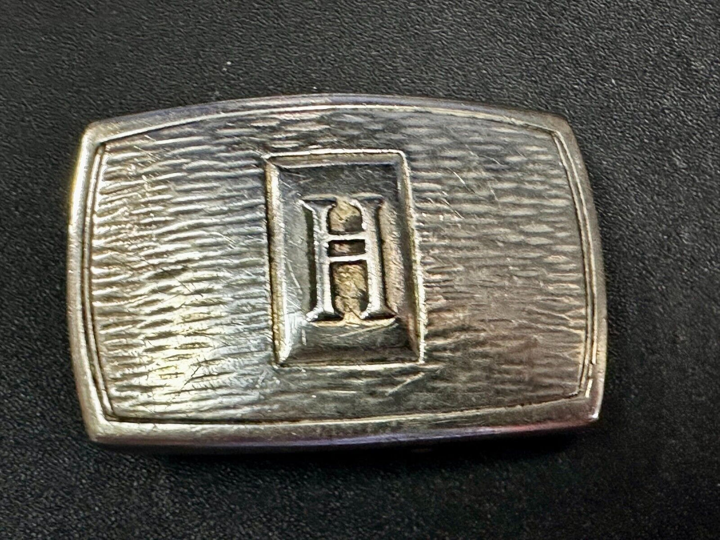 Antique Letter Monogram Initial H Art Deco Nickel Silver Belt Buckle by Pioneer