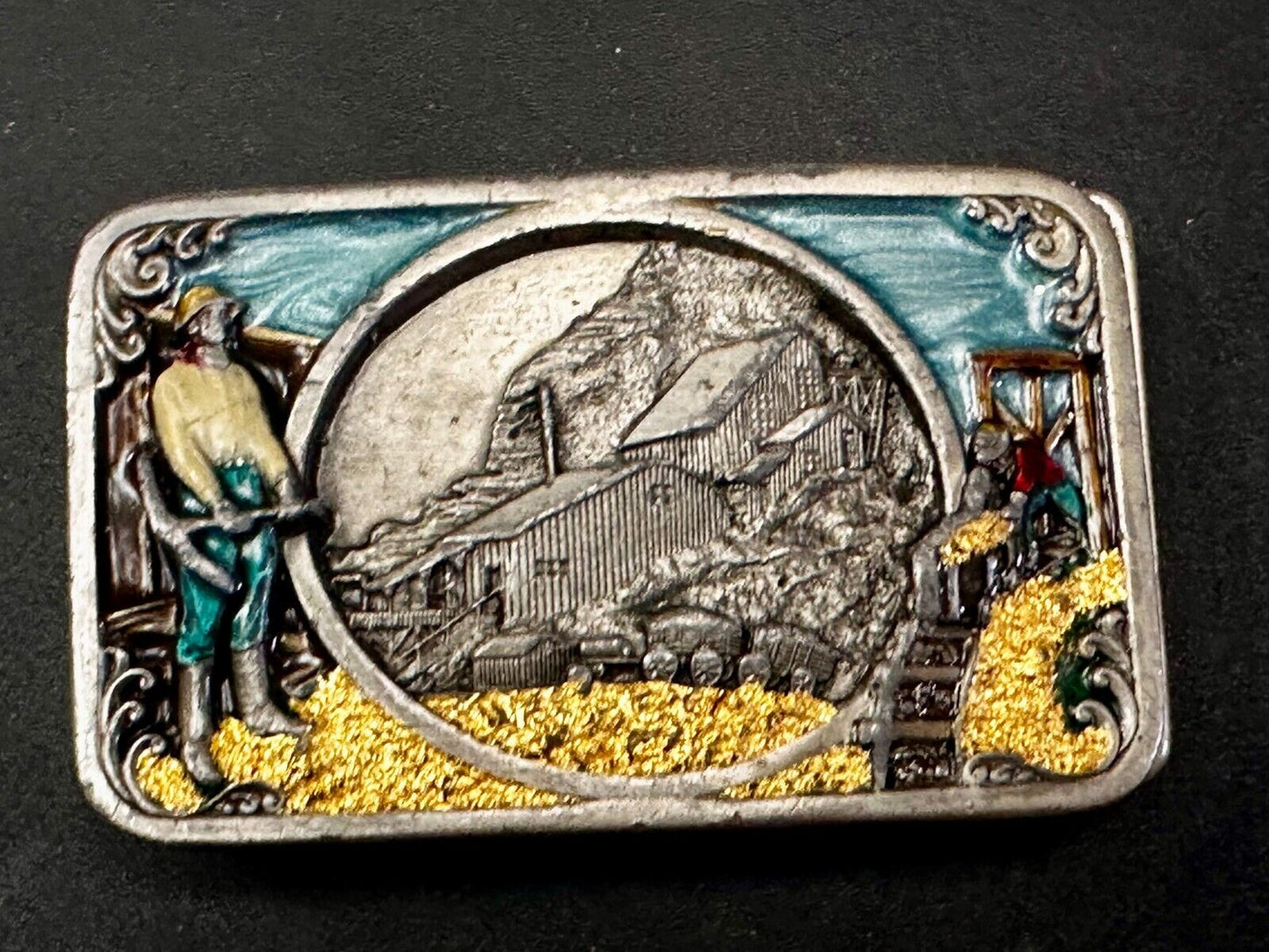 Underground Miners Processing Mill Historical Vintage 1983 Siskiyou Belt Buckle