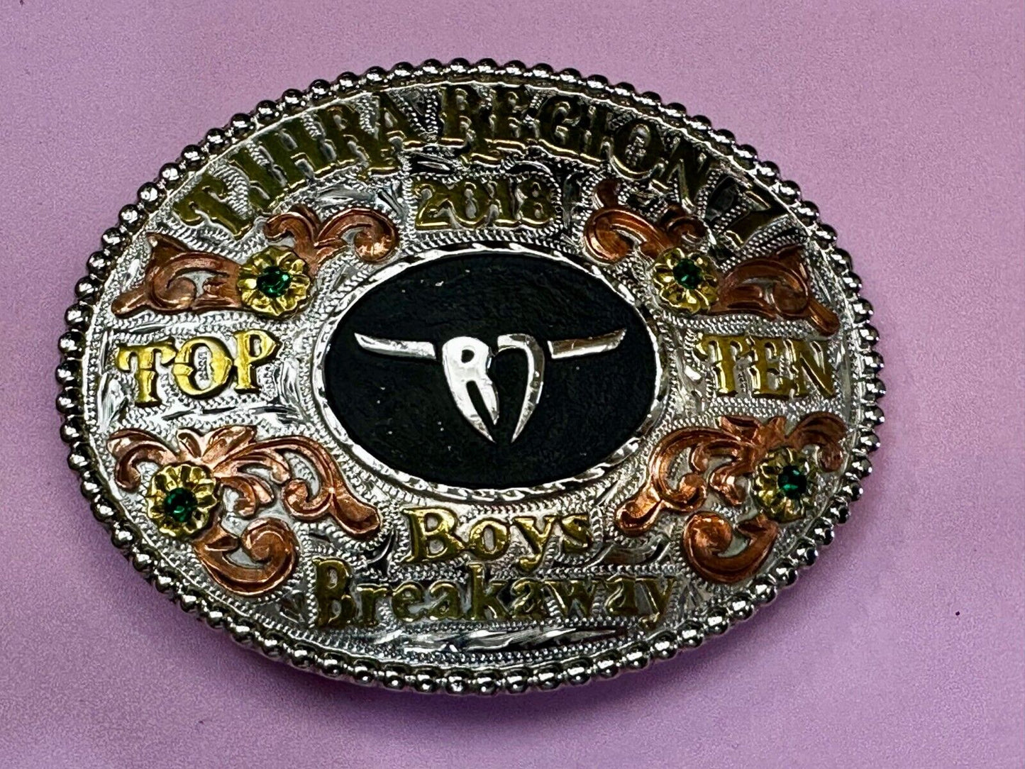 TJHRA Region 7 Top Ten Boys Breakaway Rodeo Tres Rios Trophy Belt Buckle
