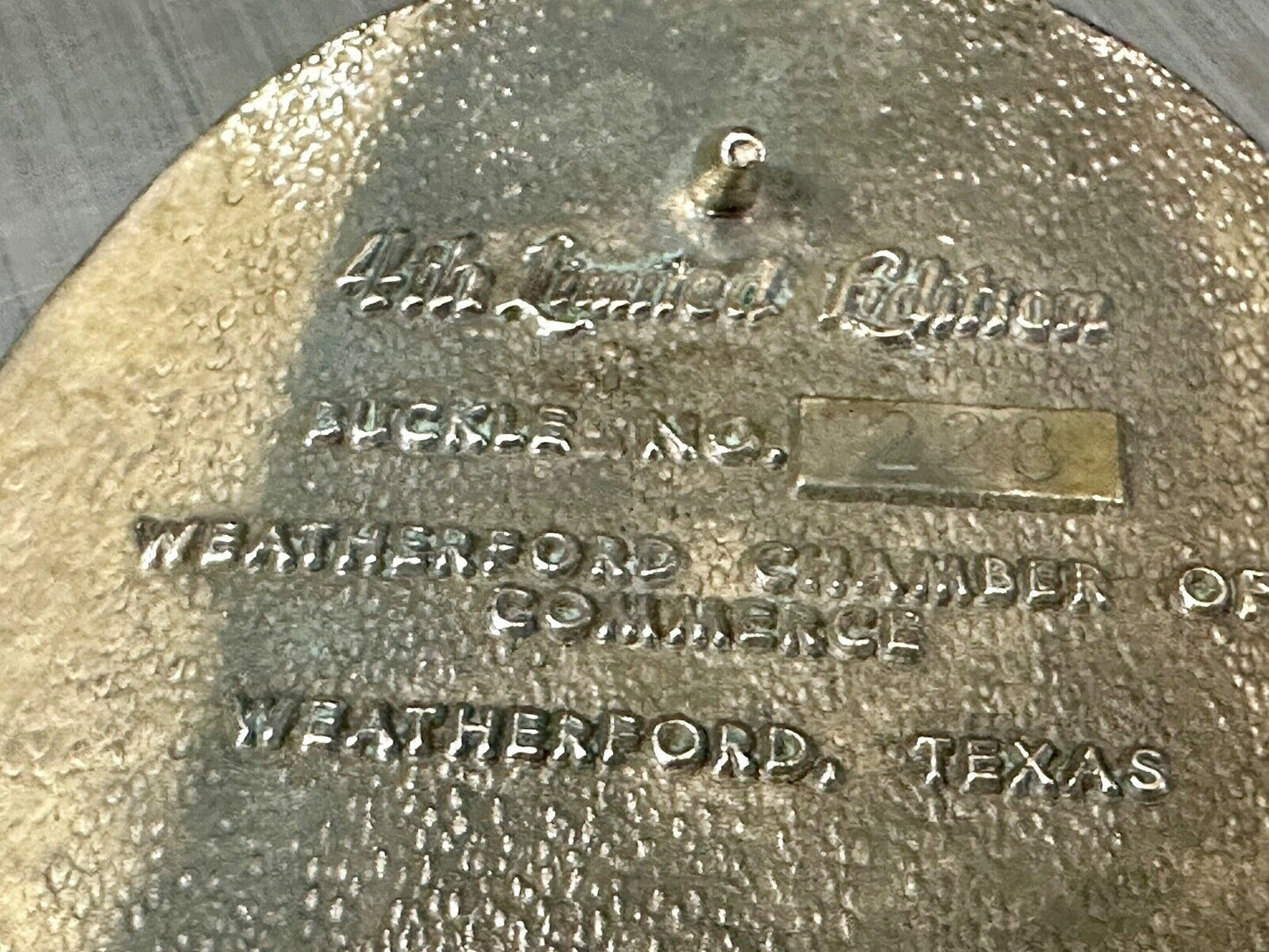 Texas Weatherford Main Street - vintage 1987 LIMITED ADM solid brass belt buckle