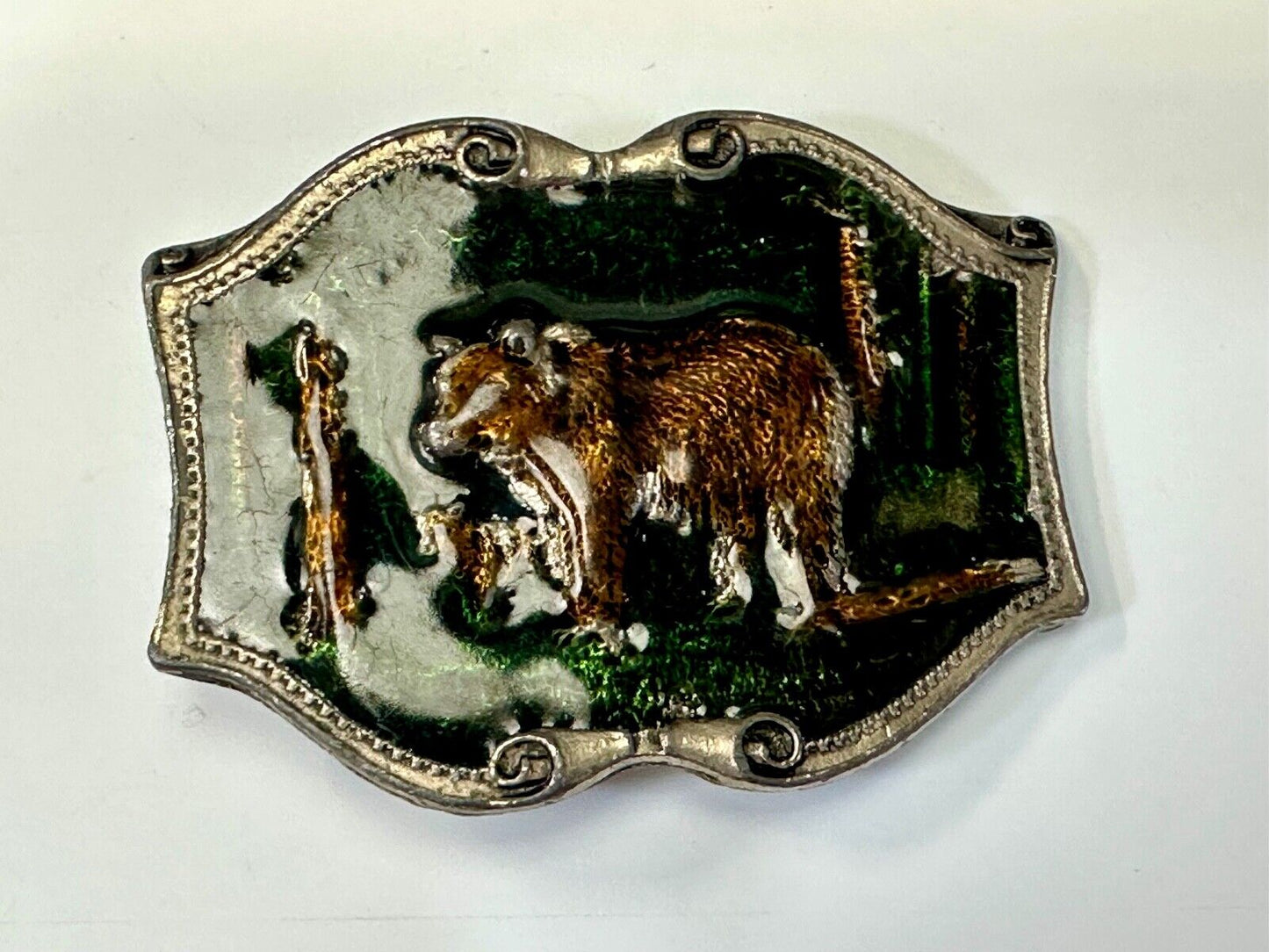 Bear & Cub in Nature Vintage Tiffany Studio New York belt buckle