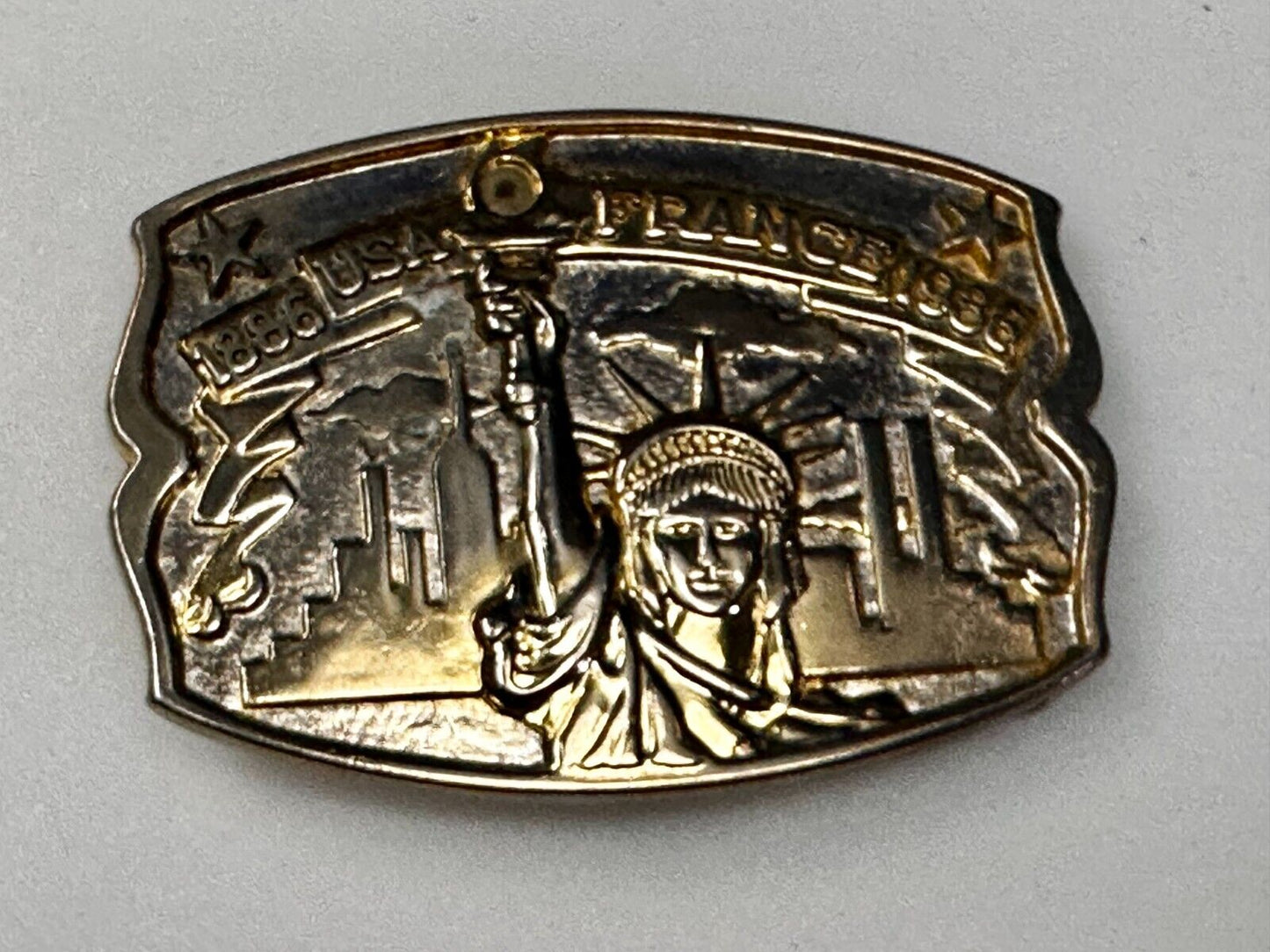 USA France Lady Liberty Statue Commemorative two tone Hammond Mint Belt Buckle