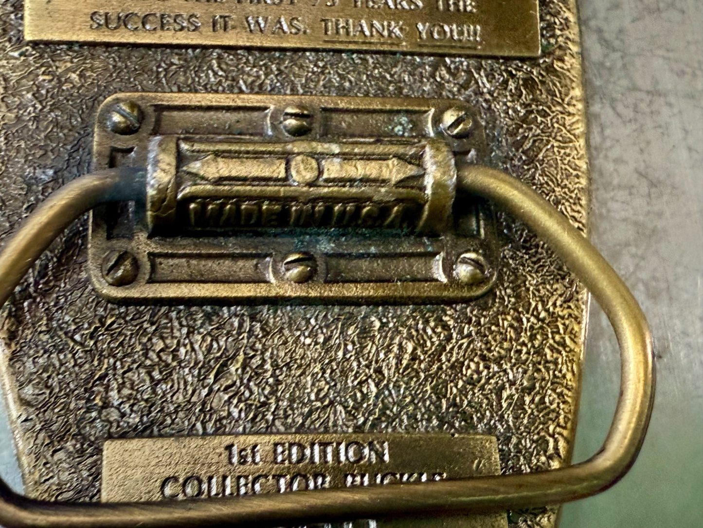 Aurora Co-Op Elevator Company at your Service 75th Anniversary Belt Buckle