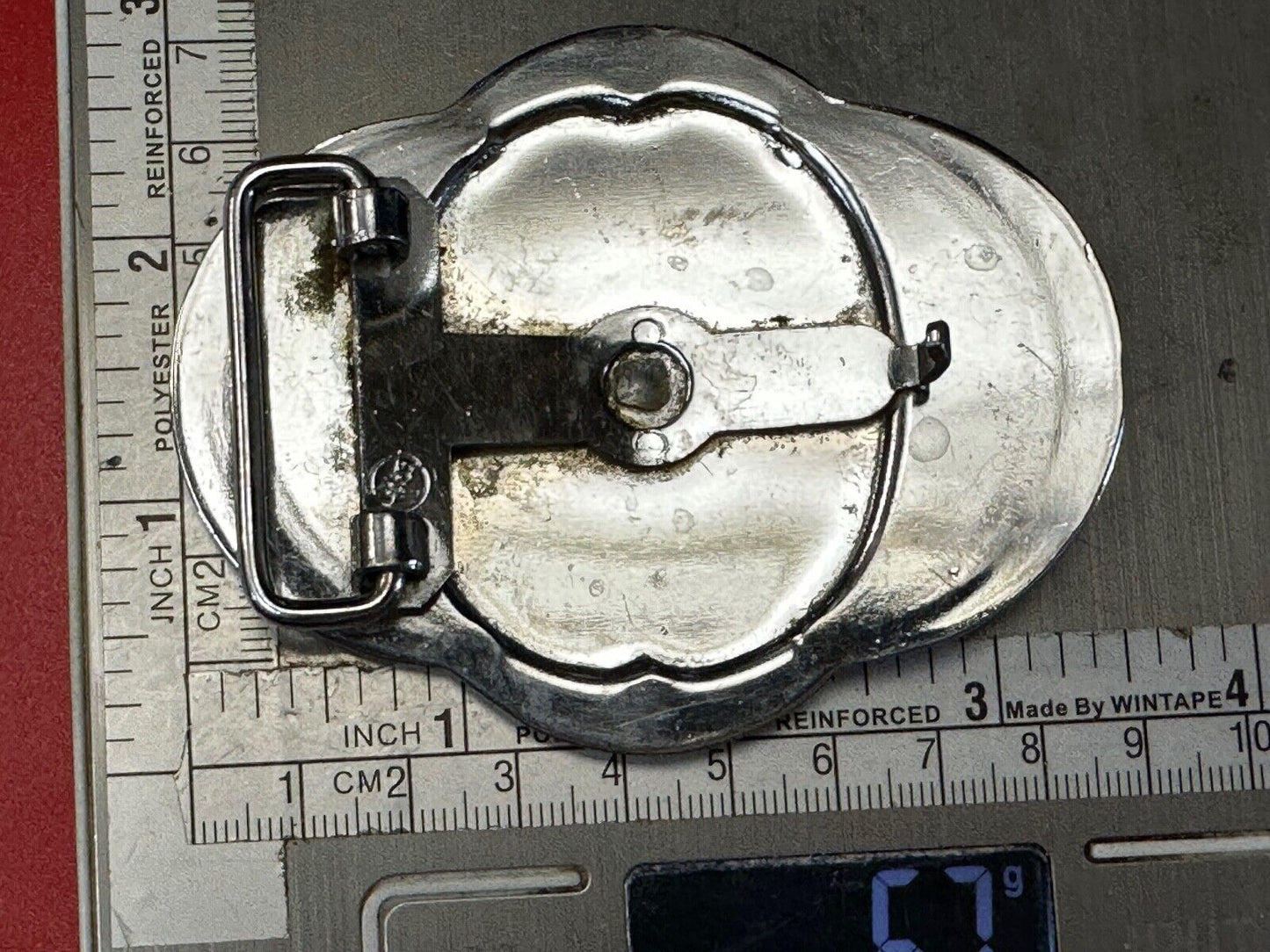 Vintage Horse Drawn Covered wagon on ornate western two tone belt buckle