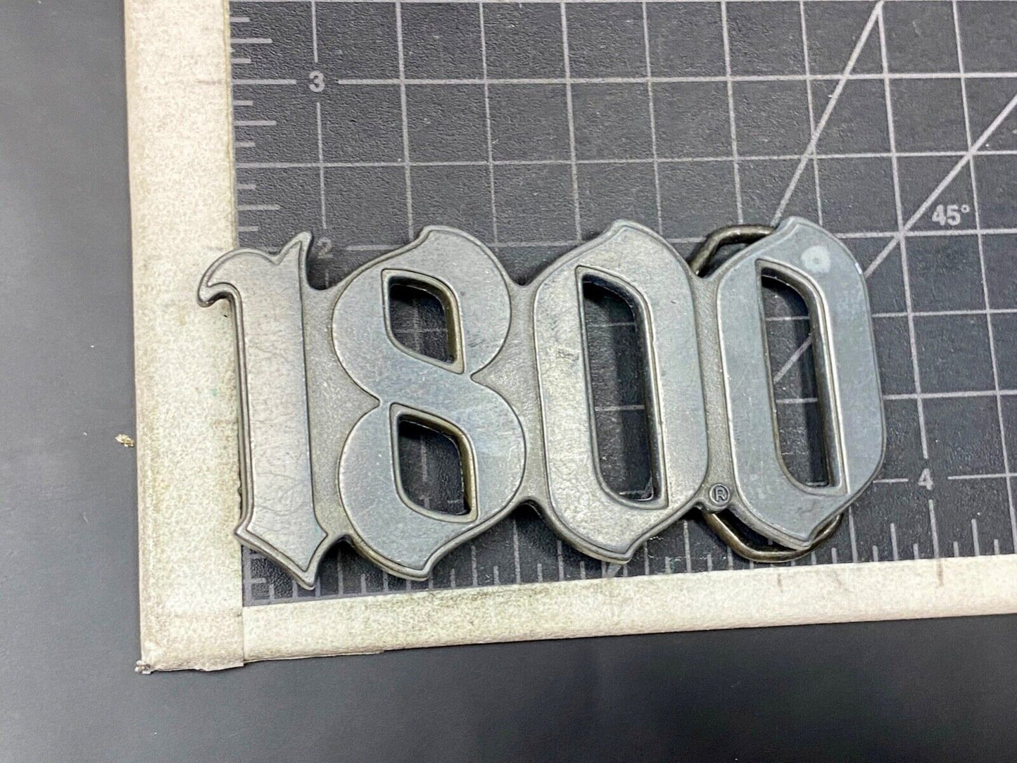 1990s Vintage 1800 Tequila Advertising block letter cut out Belt Buckle
