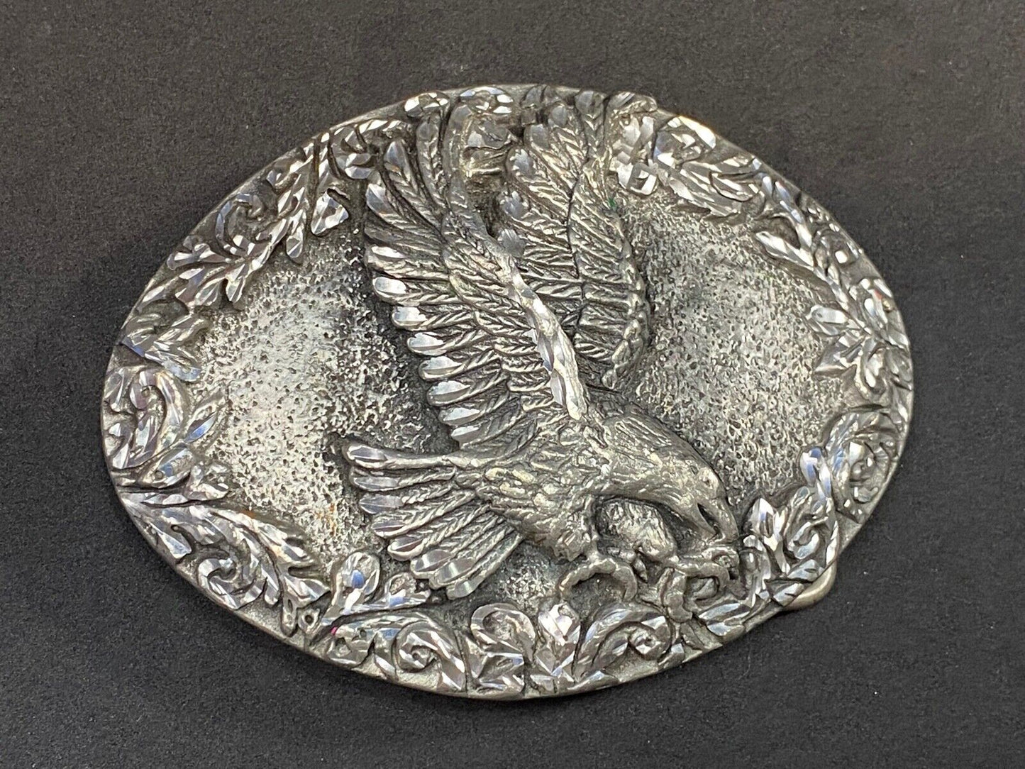 1993 Patriotic American Bald Eagle Western Diamond Cut Pewter Belt Buckle