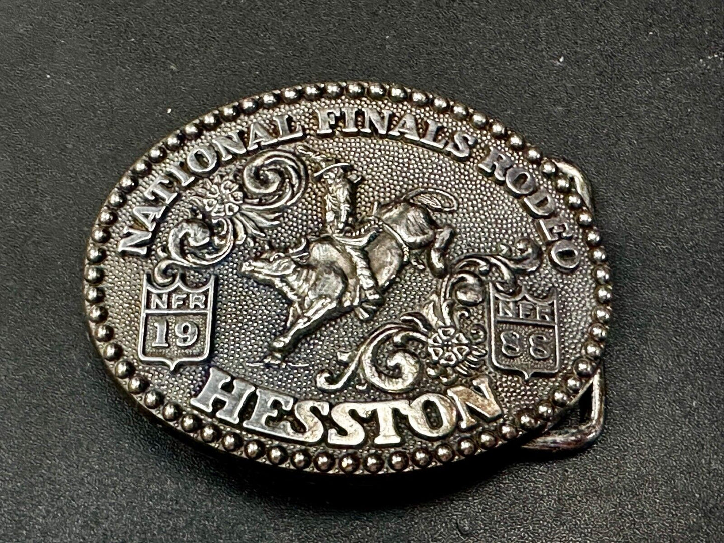 1986 Hesston National Finals Rodeo NFR Rodeo Cowboys NOS YOUTH SIZE Belt Buckle