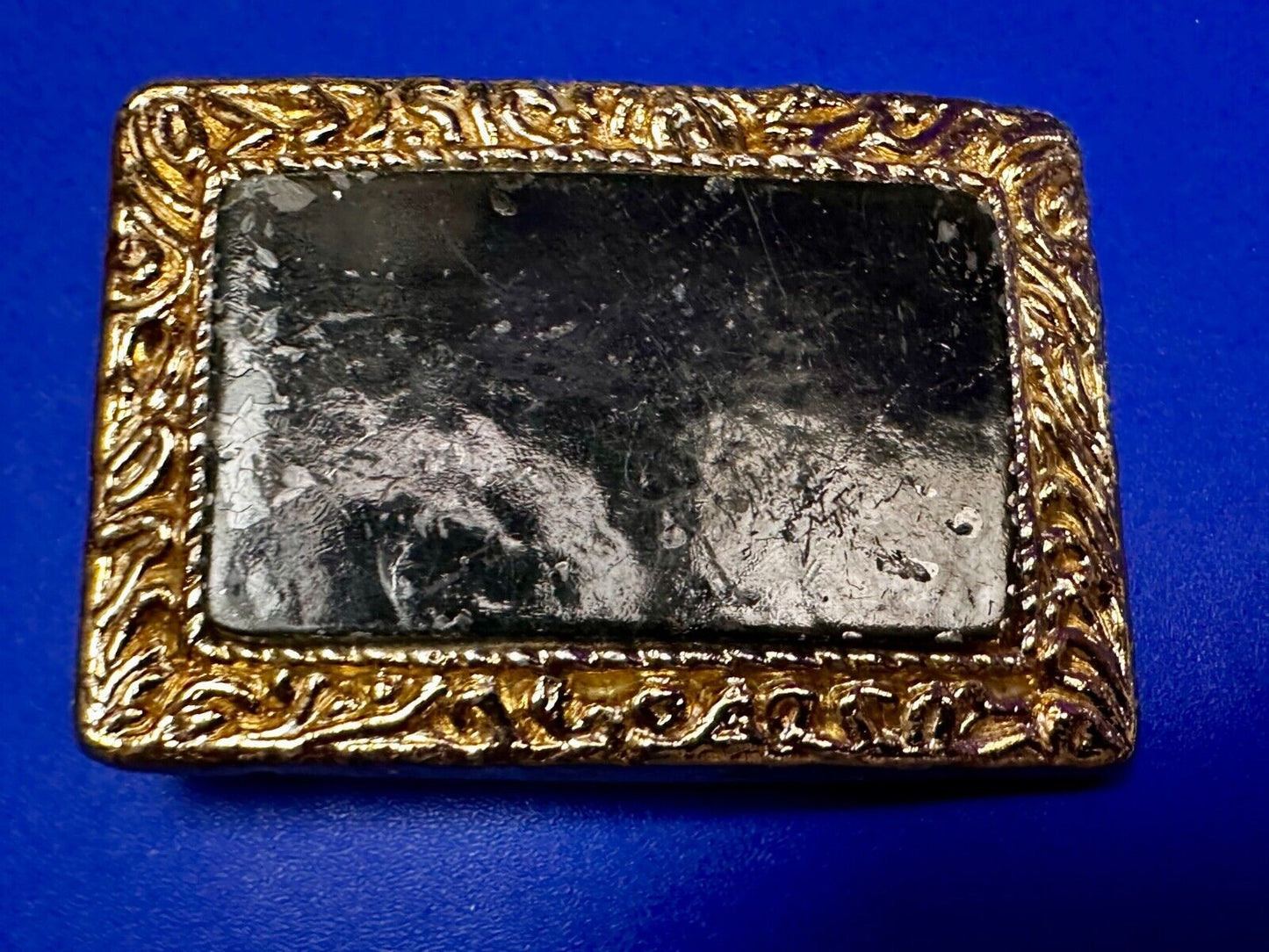 Vintage Artisan Handcrafted Cut & Polished Stone Slab In Gold Tone Belt Buckle