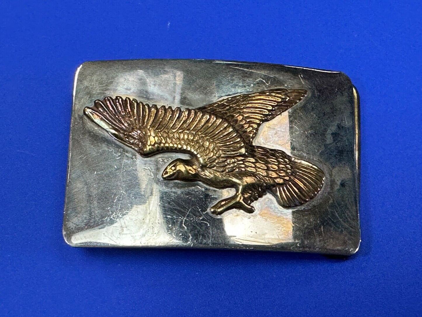 The EAGLE - Patriotic Western Vintage two tone rectangular belt buckle