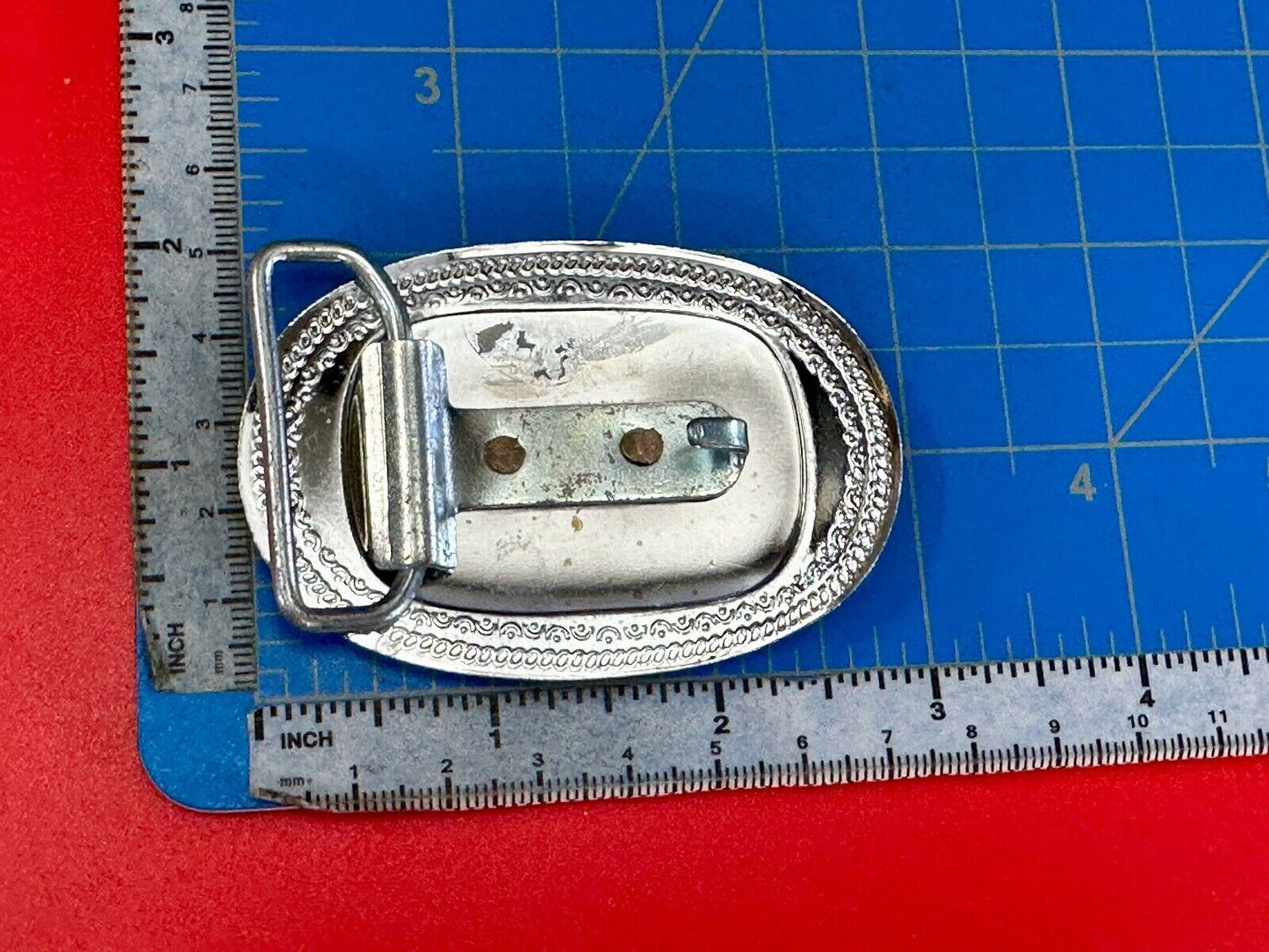 Vintage Covered Wagon - western two tone outlined belt buckle