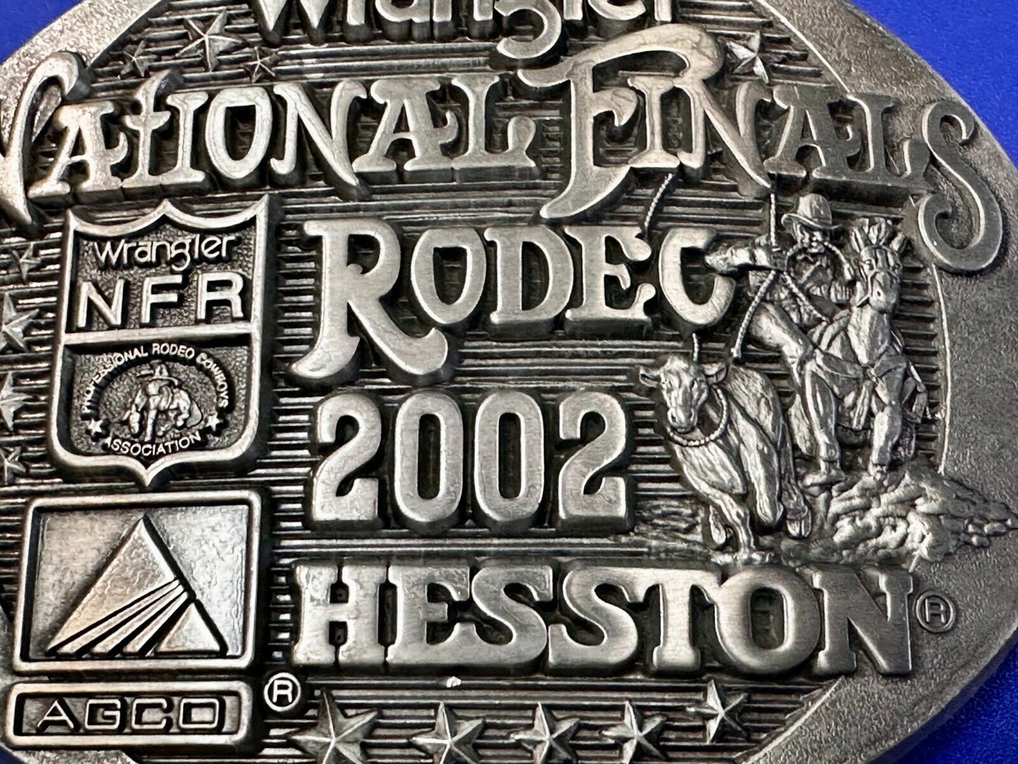2002 Wrangler Hesston NFR National Finals Rodeo Montana Silversmiths Belt Buckle