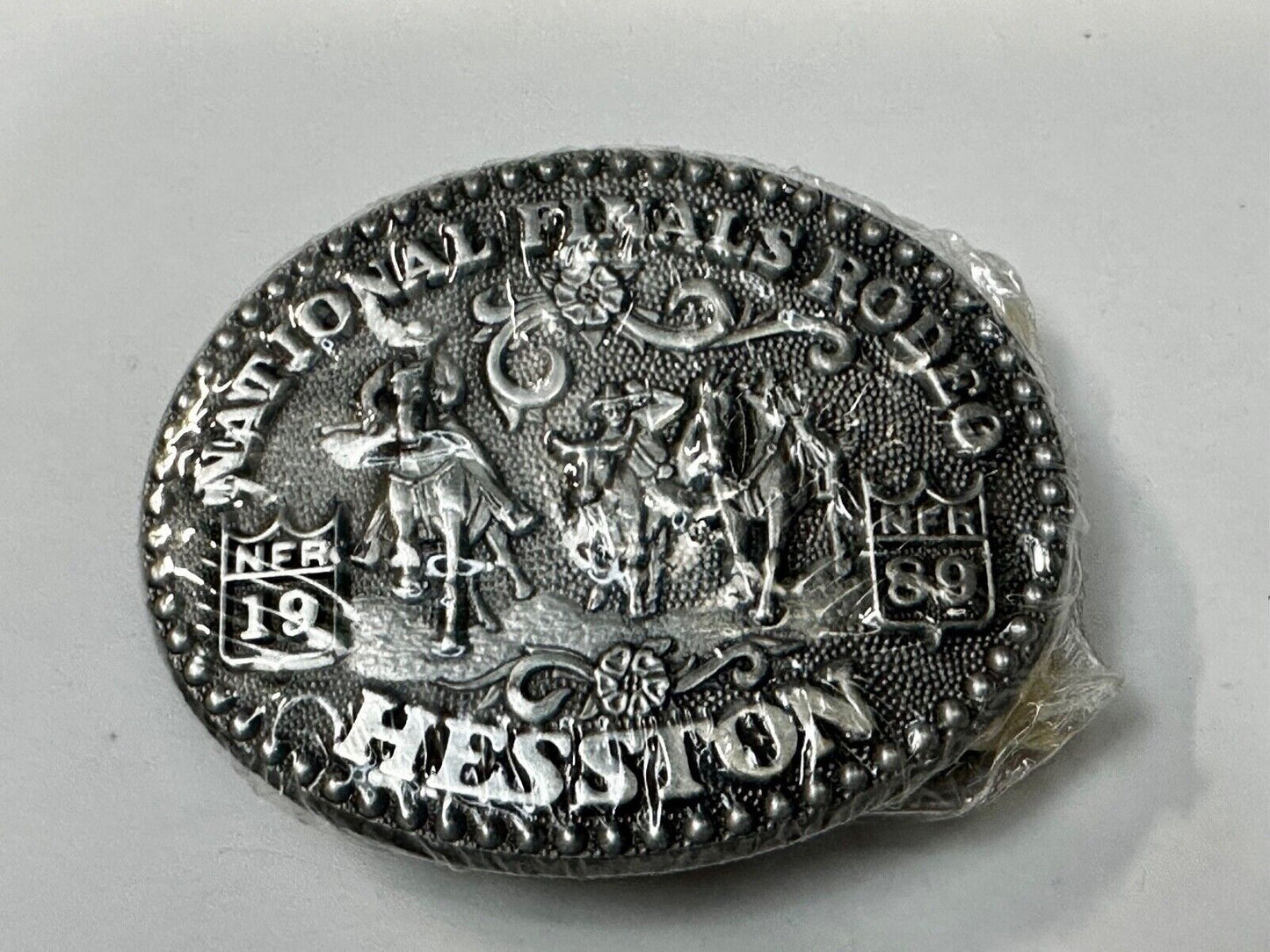 1989 NFR National Finals Rodeo NOS Youth Size Hesston Commemorative Belt Buckle