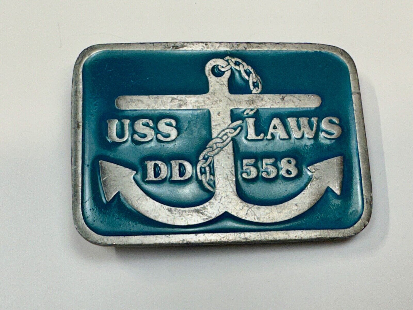 US Navy USS Laws DD-558 Destroyer Ship Boat Vintage Belt Buckle by CD Hit