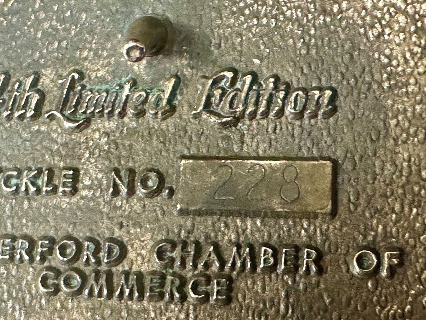 Texas Weatherford Main Street - vintage 1987 LIMITED ADM solid brass belt buckle
