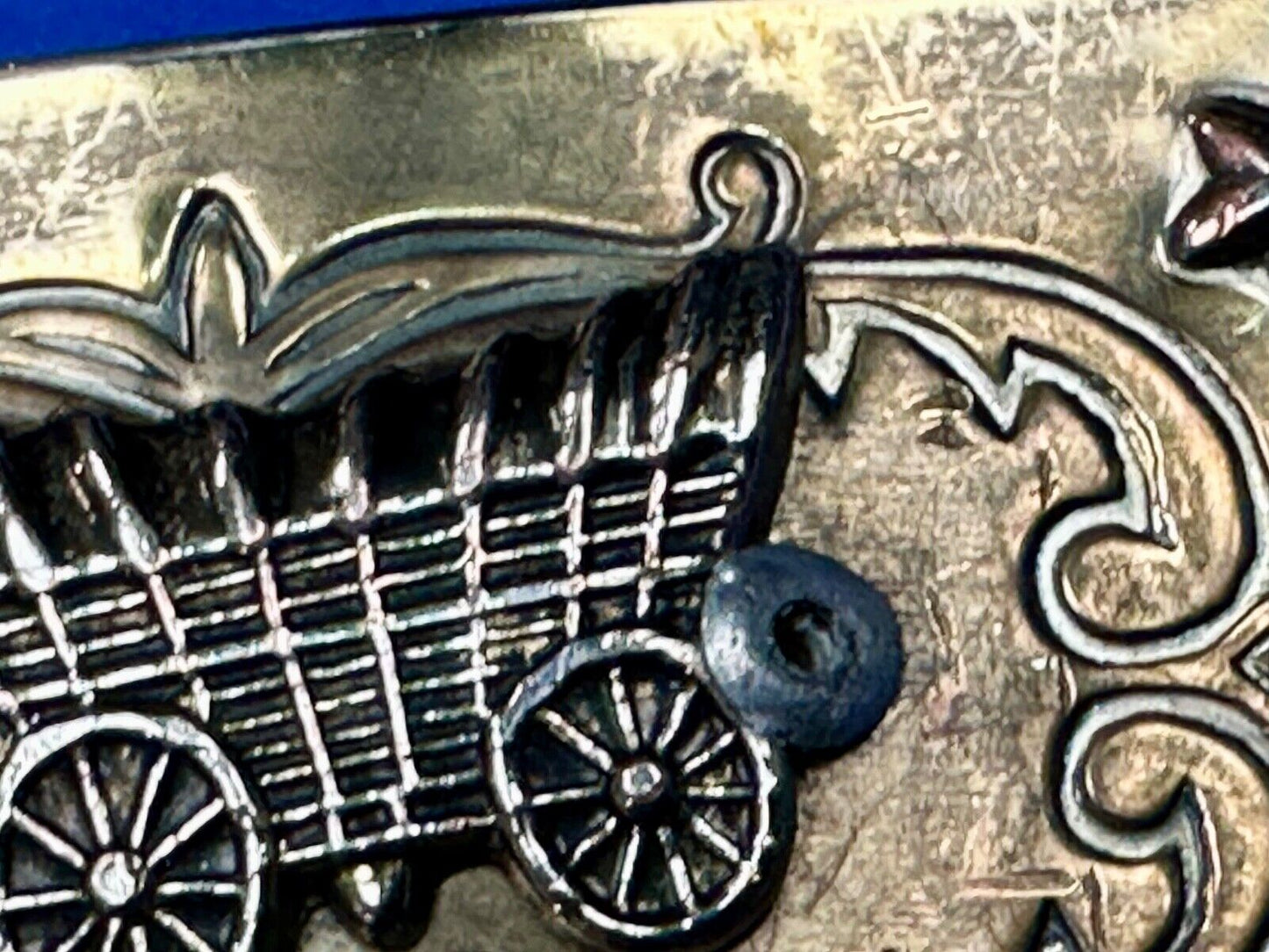 Vintage Covered Wagon Ornate belt buckle to restore