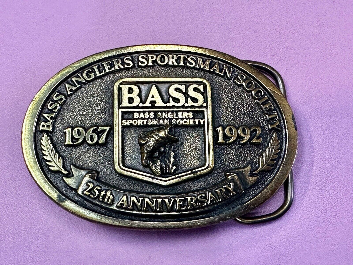 1992 BASS Anglers Sportsman Society Sport Fishing Fishermans 25th yr Belt Buckle