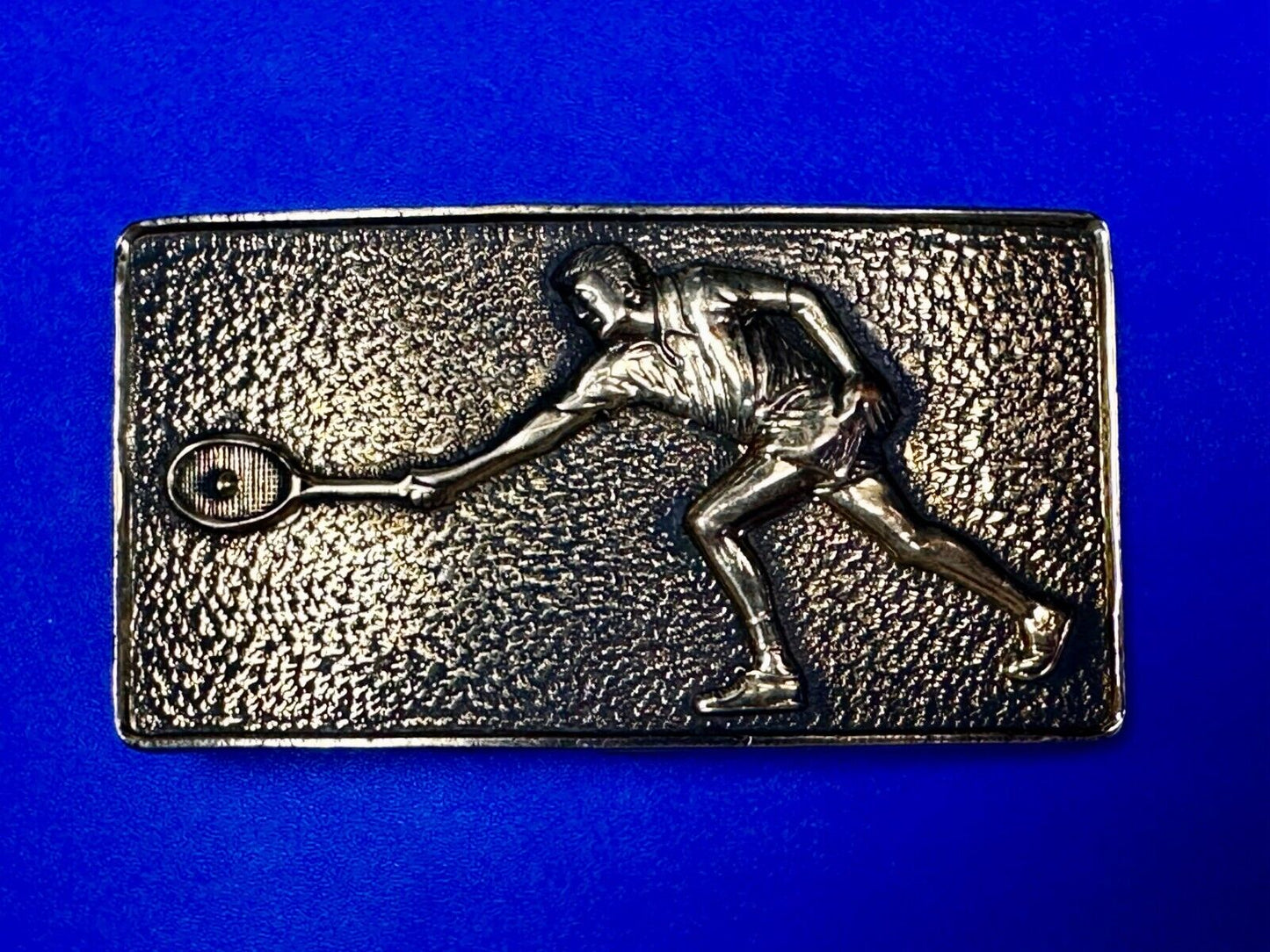 Tennis Player Men Solid Brass Vtg 1978 Belt Buckle by Baron Buckles Taiwan 8007