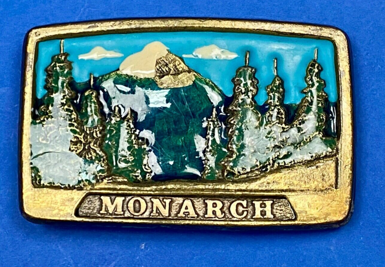 1981 Monarch Commemorative Belt Buckle Wyoming Imountain Clearing No 1003 A