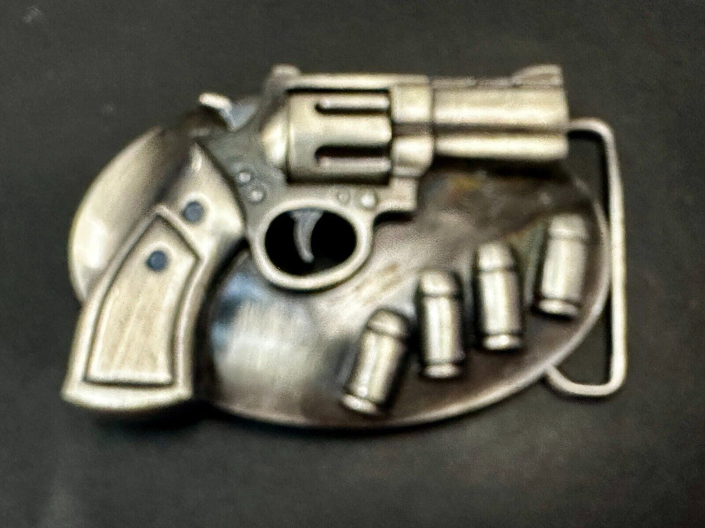 Unique Revolver Gun Pistol Six Shooter with Bullets Design Cutout Belt Buckle