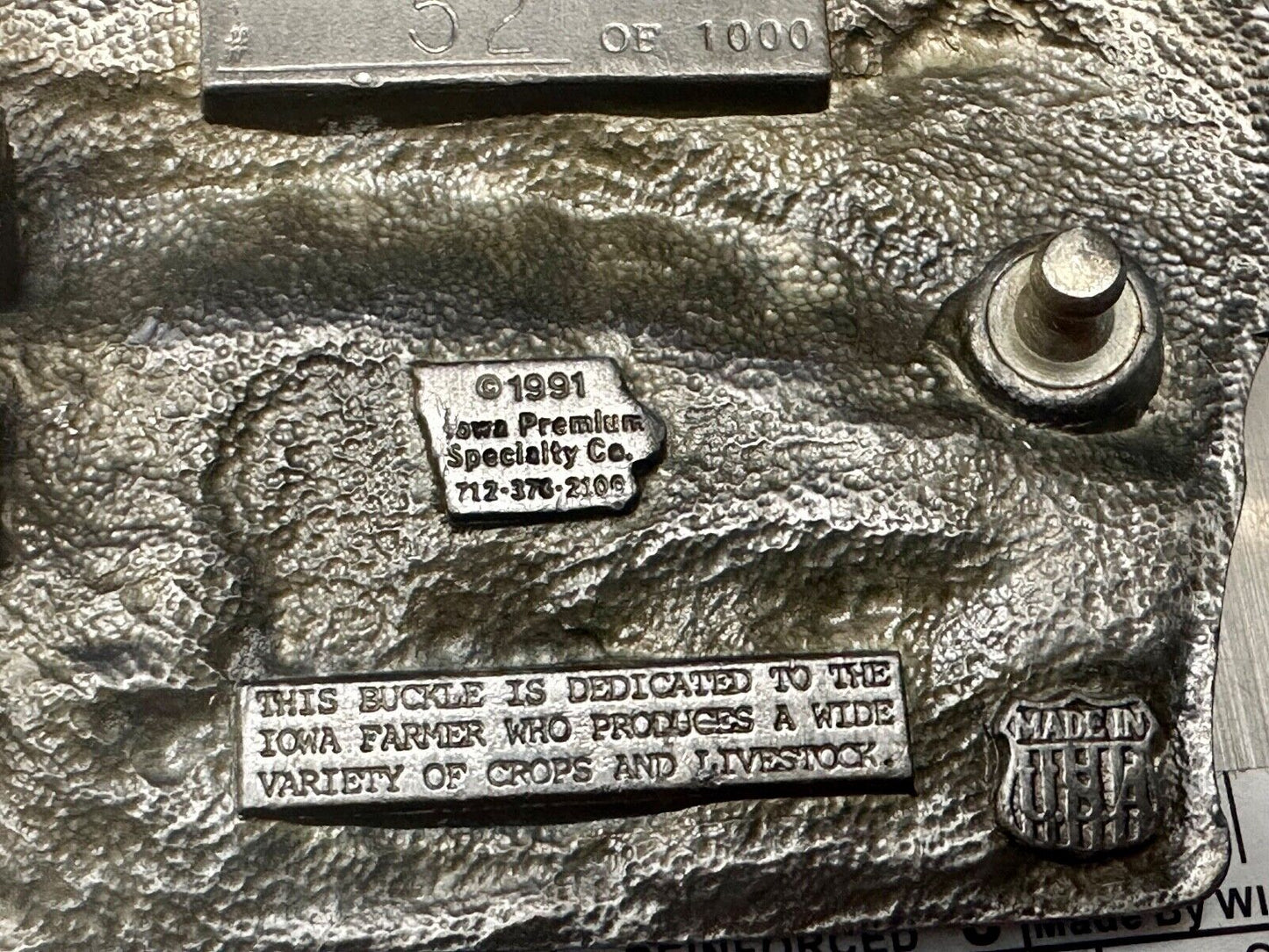 1991 Iowa State Farm Commemorative belt buckle