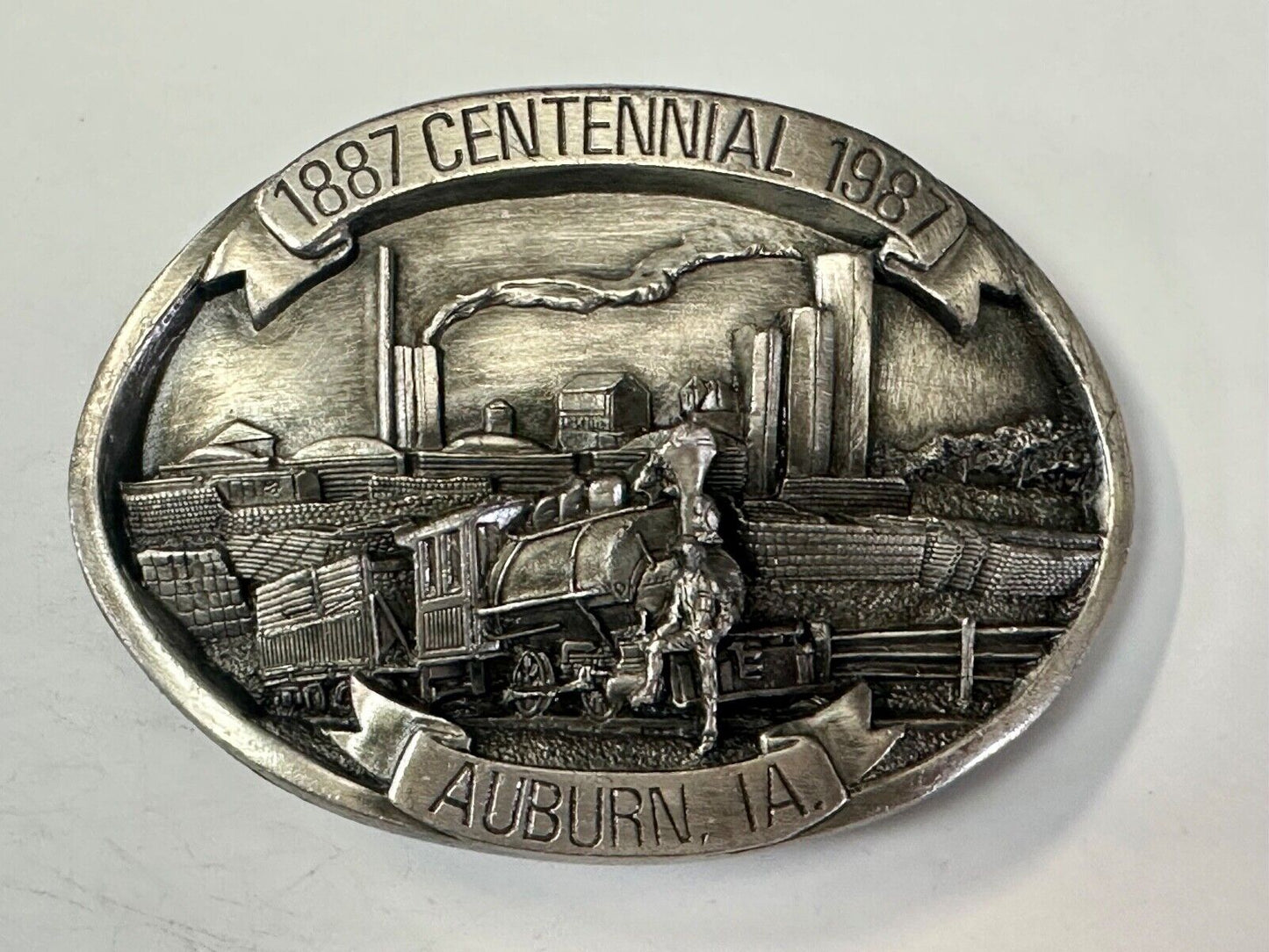AUBURN IOWA 1887 CENTENNIAL CELEBRATION VINTAGE BELT BUCKLE