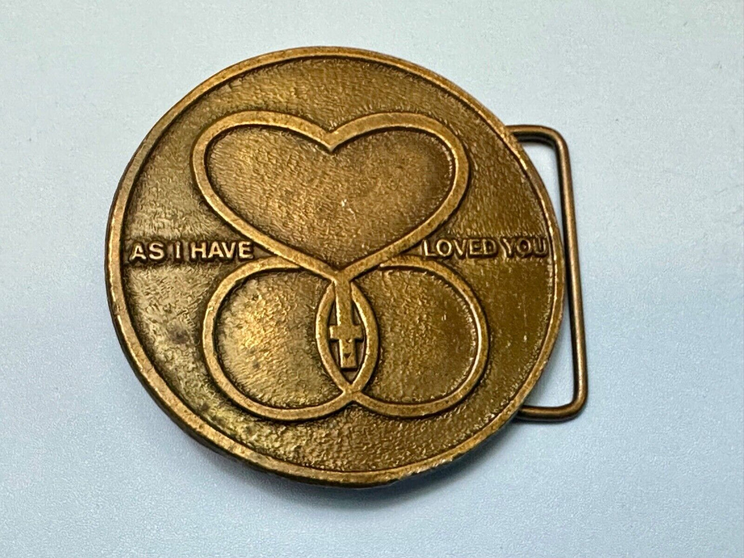 AS I HAVE LOVED YOU Round heart star of David belt buckle